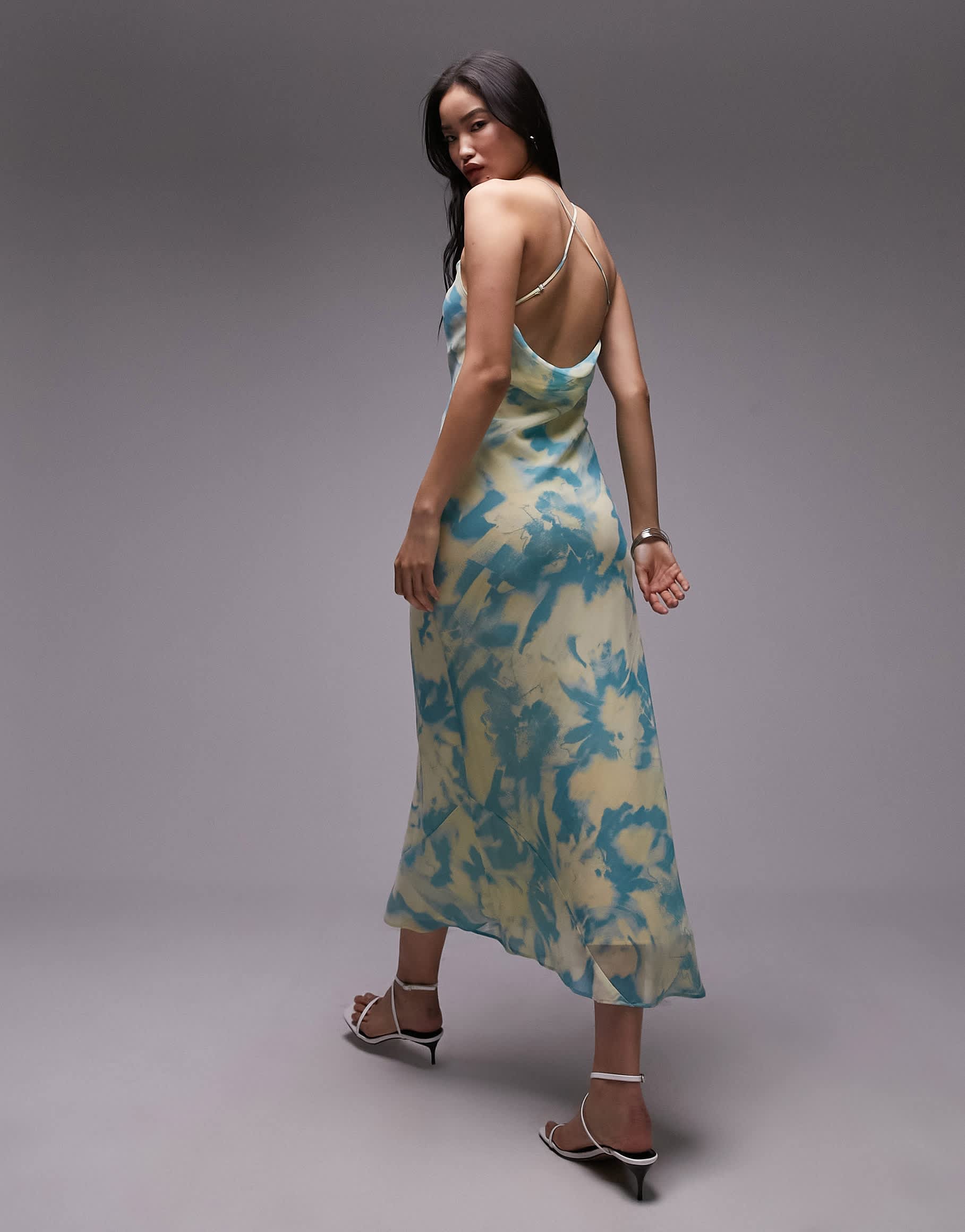 green slip dress topshop cami georgette midi in print bold design