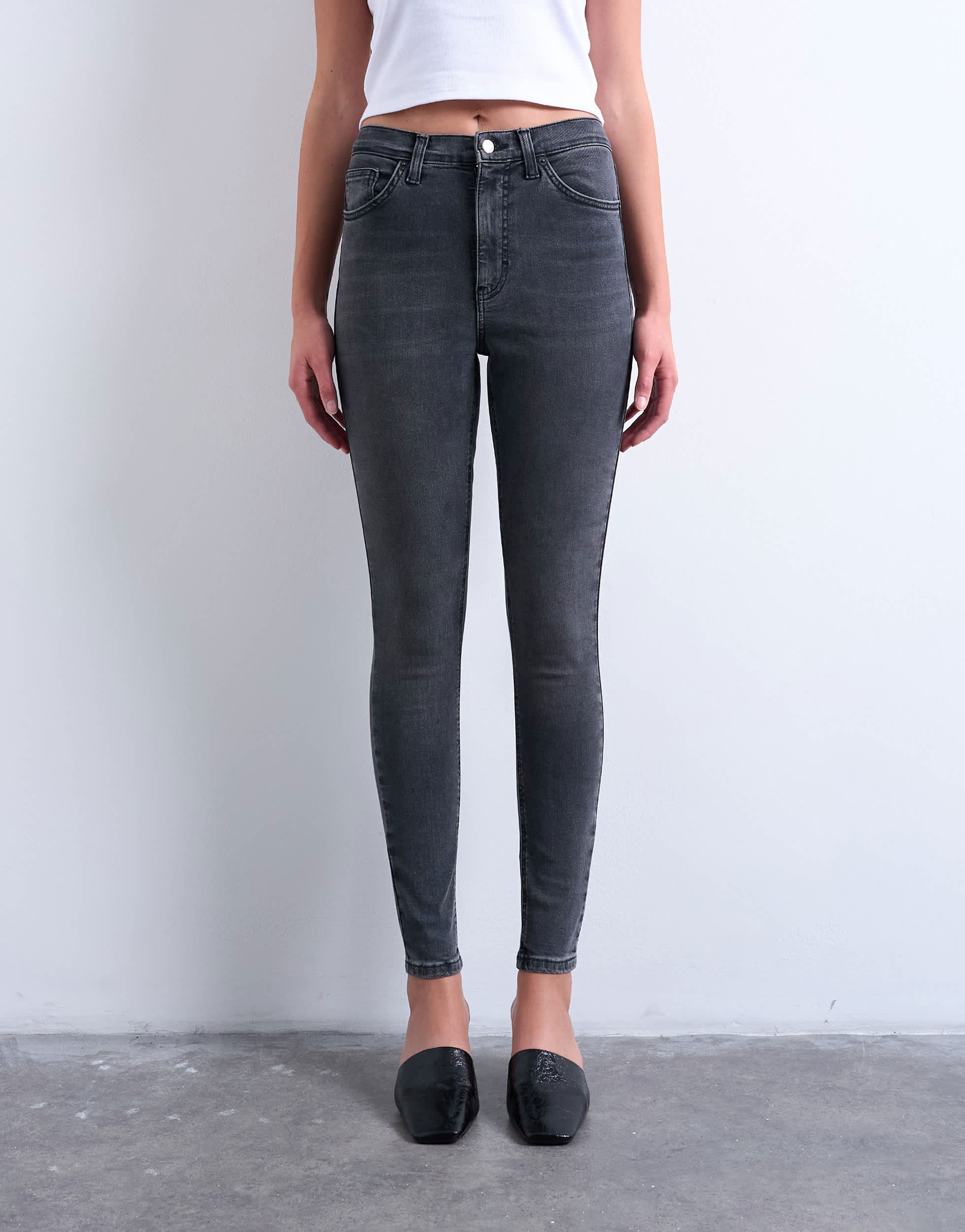 Topshop Jamie high rise skinny jean in washed black