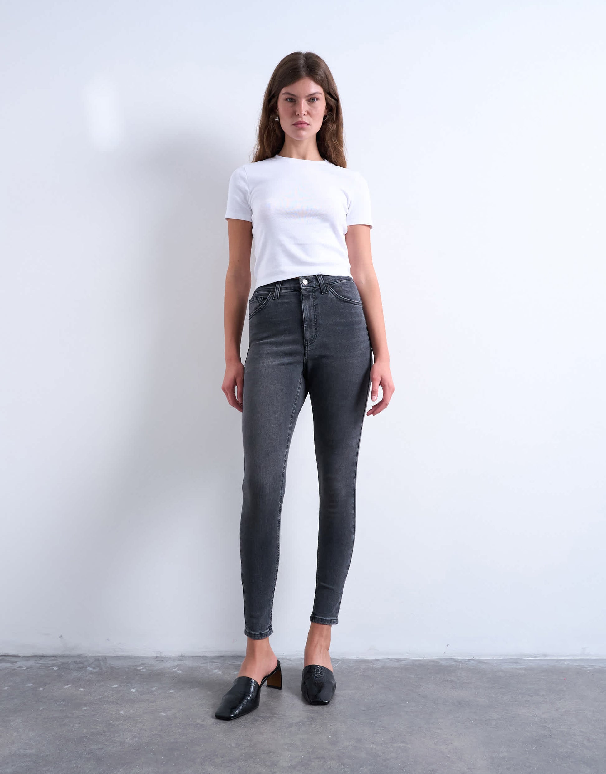 Topshop Jamie high rise skinny jean in washed black