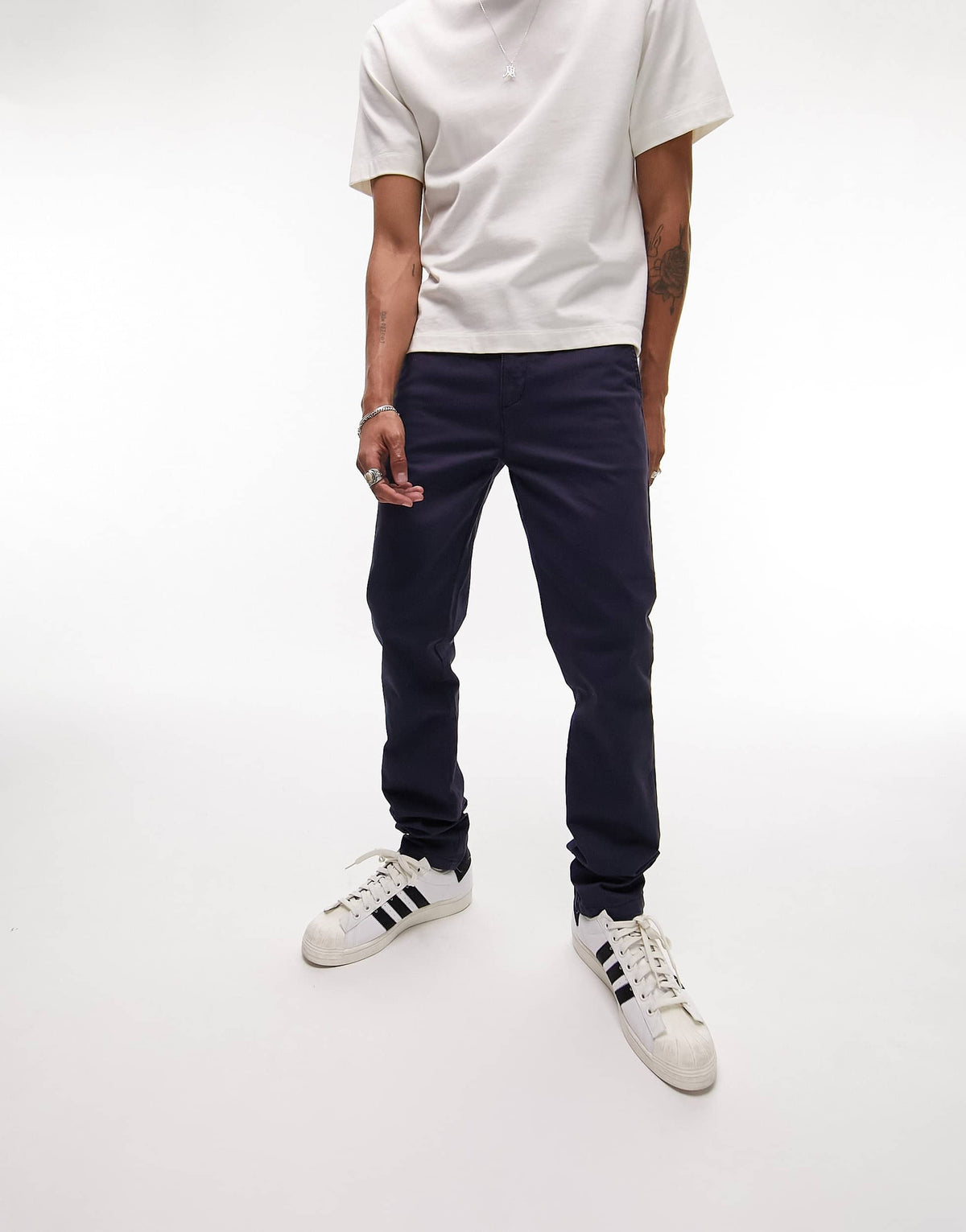 Topman skinny chino trousers in navy