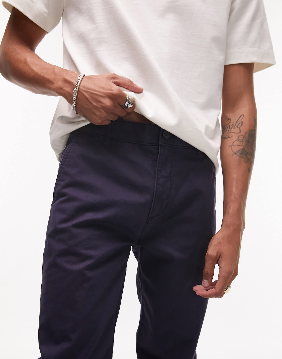 Topman skinny chino trousers in navy