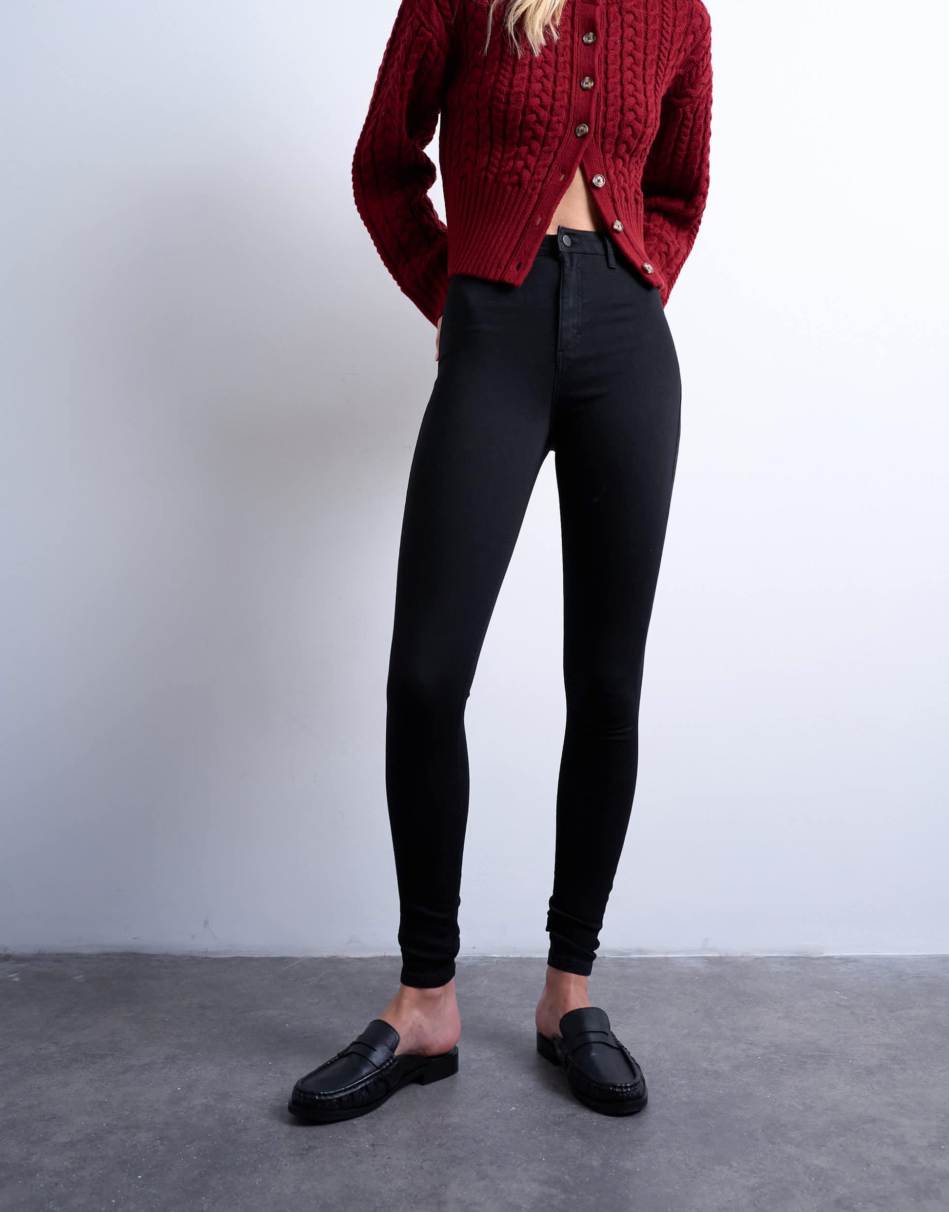 Topshop Tall Joni high rise super skinny jean in black