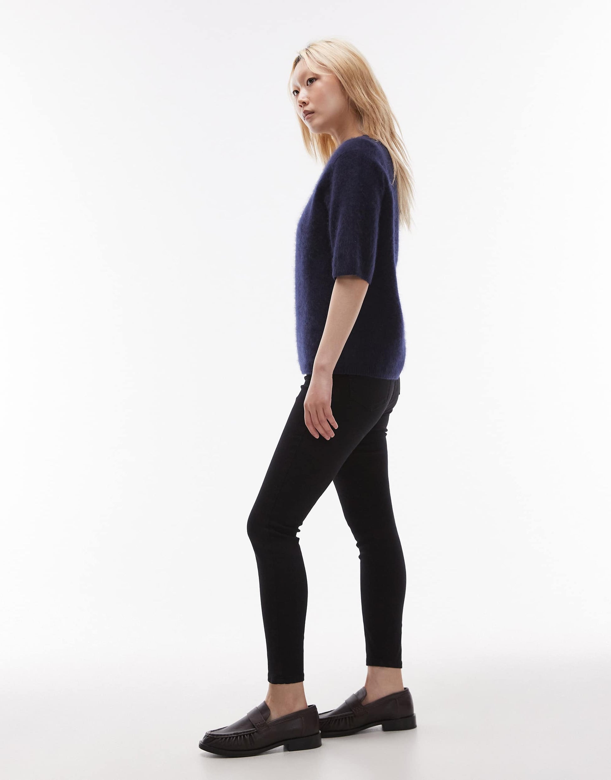 Topshop Petite Jamie high rise skinny jean in black