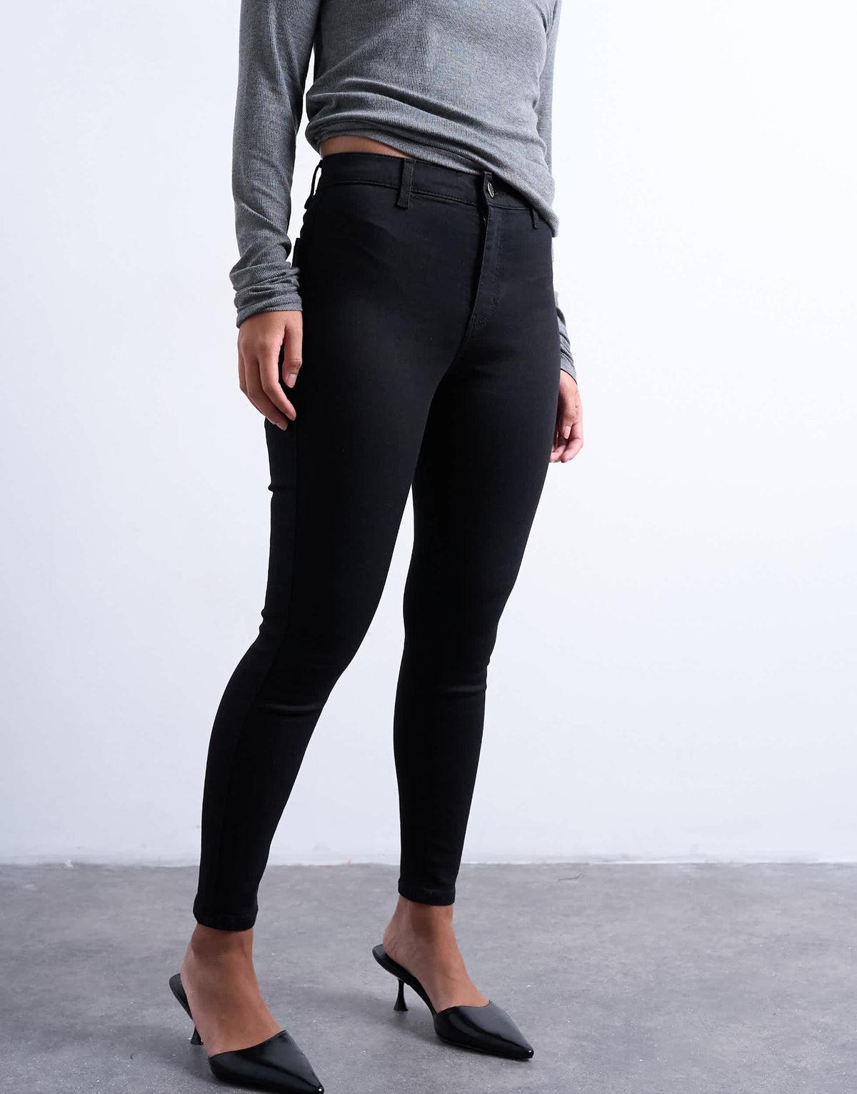 Topshop Petite Joni high rise super skinny jean in black