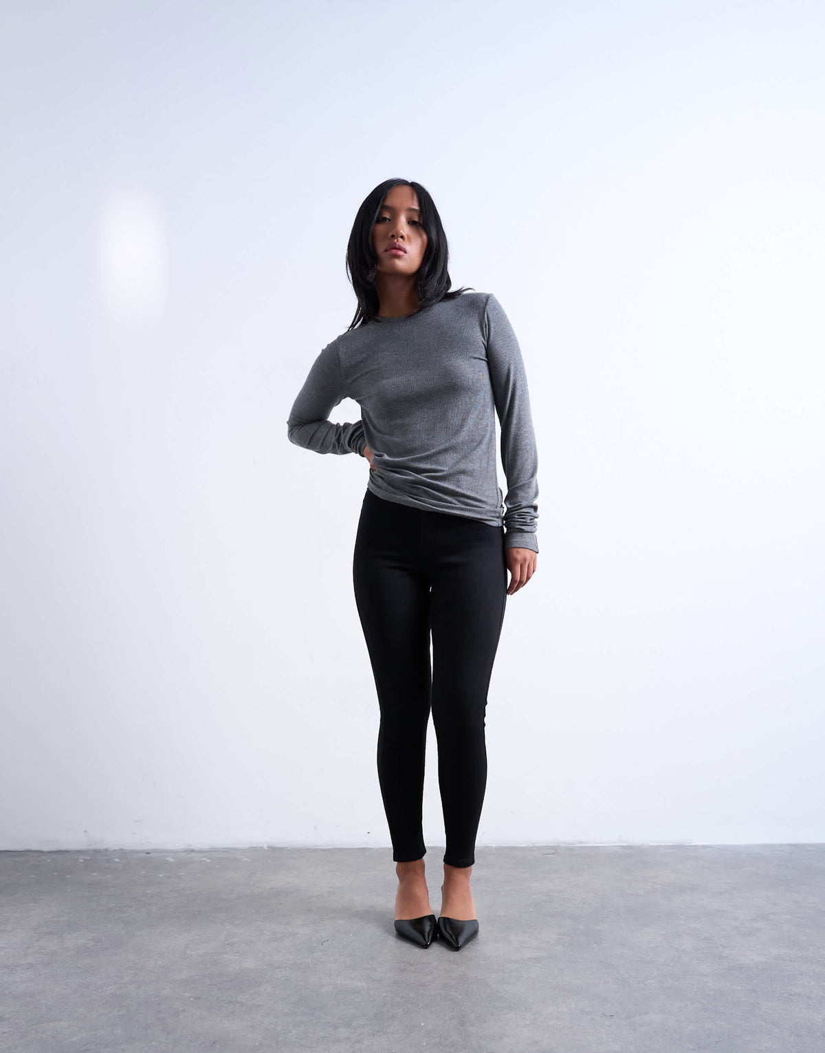 Topshop Petite Joni high rise super skinny jean in black