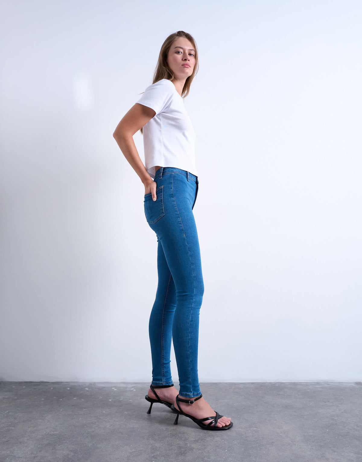Topshop high rise super skinny jean in vintage blue