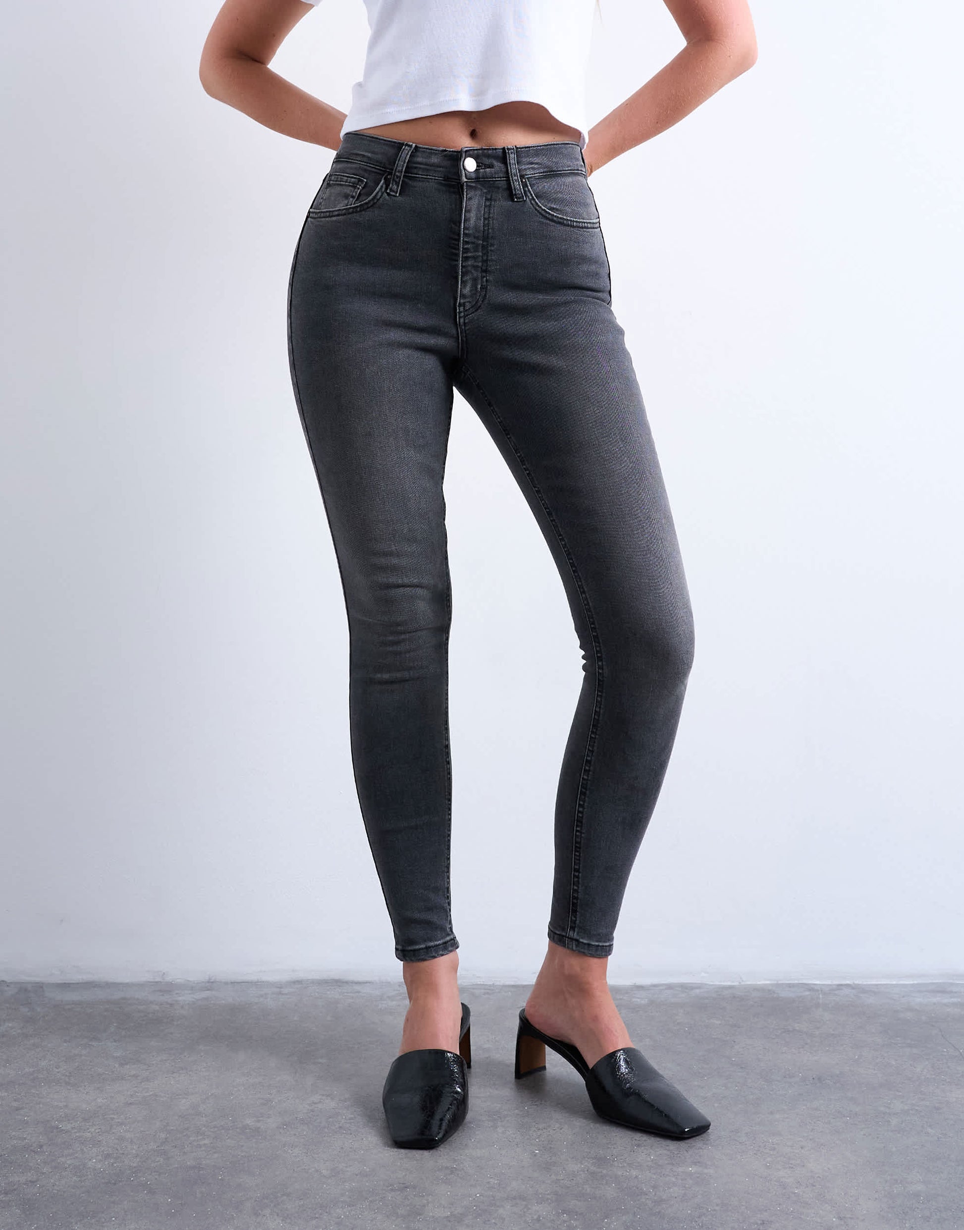 Topshop Hourglass Jamie high rise skinny jean in washed black