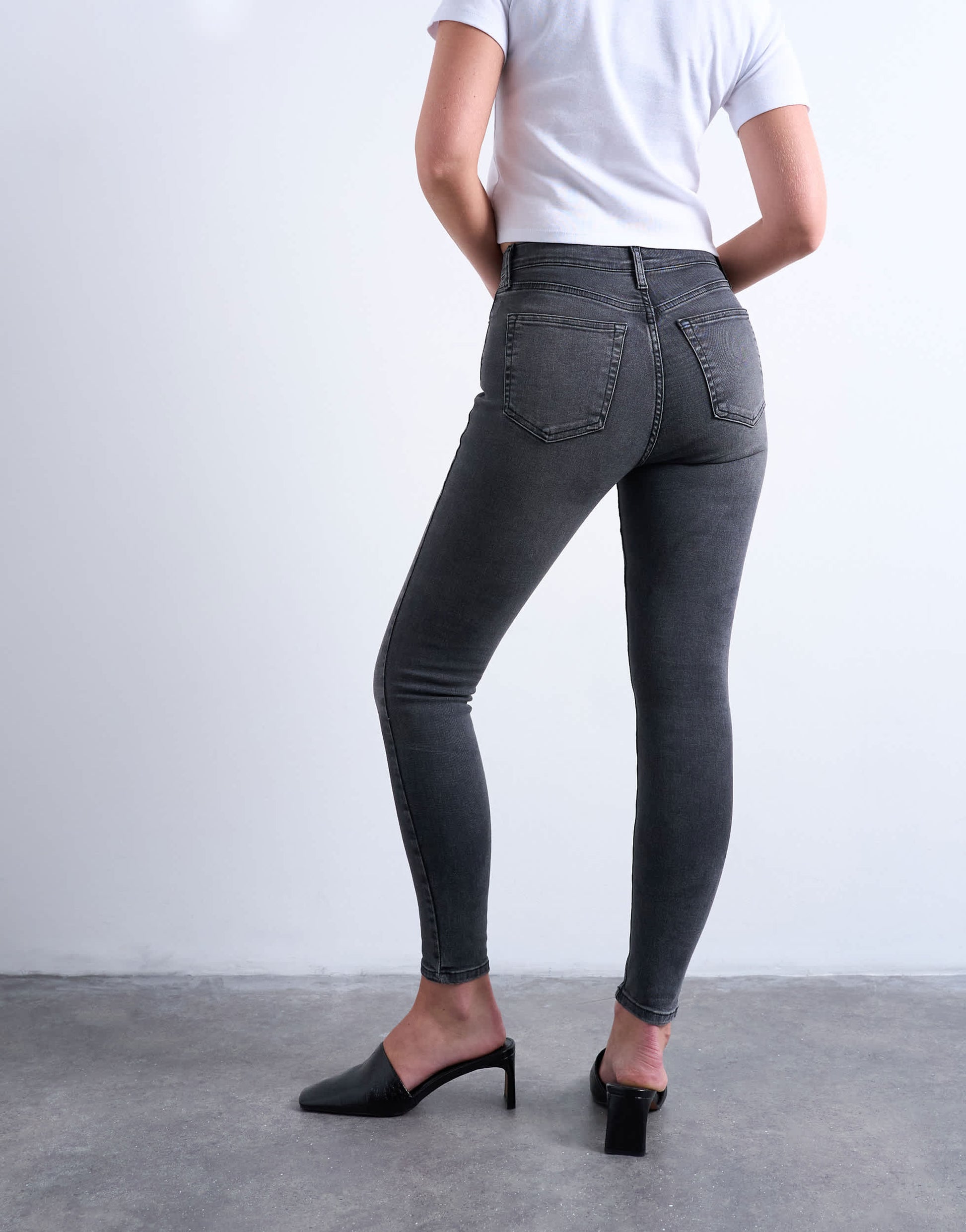 Topshop Hourglass Jamie high rise skinny jean in washed black
