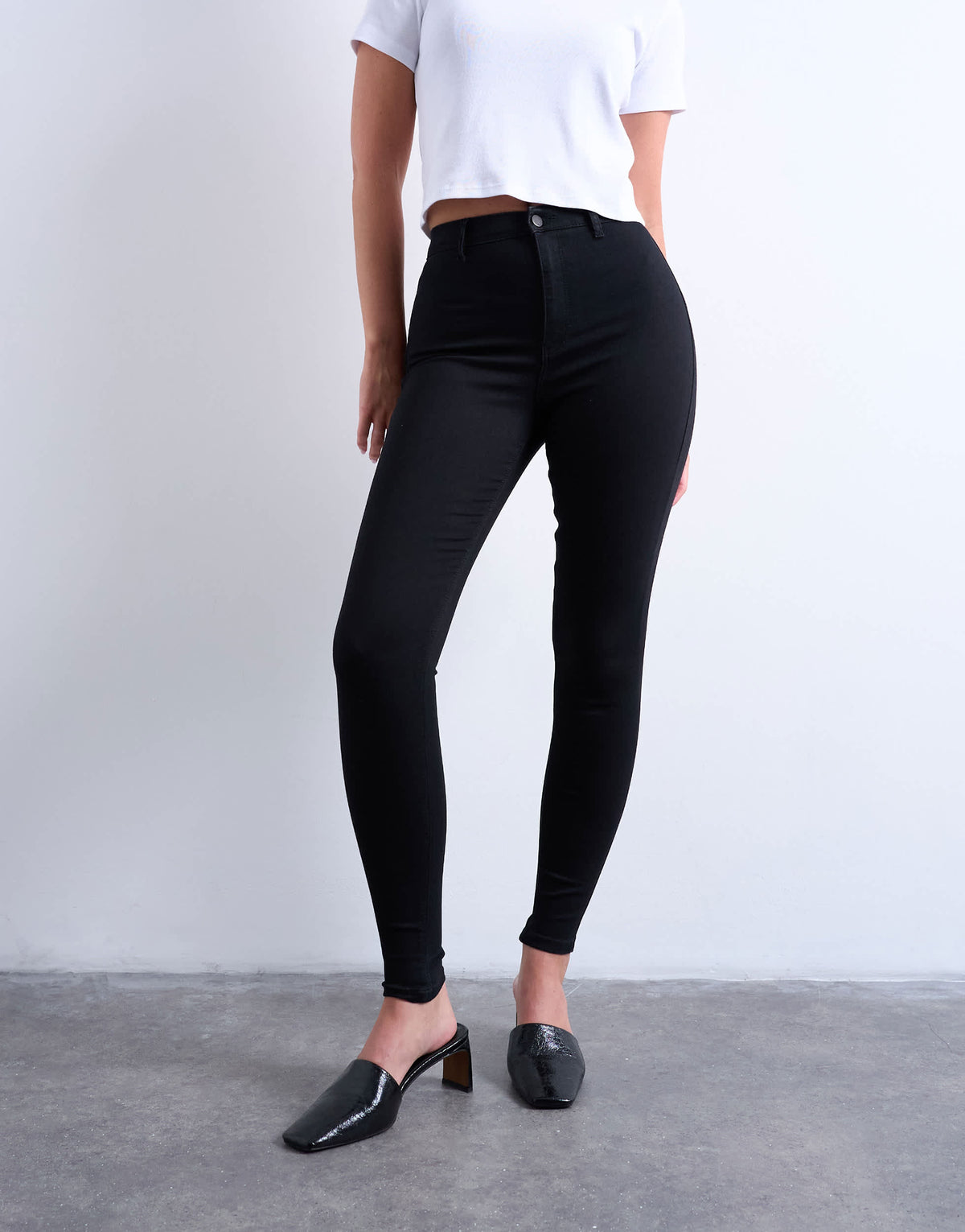 Topshop Hourglass Joni high rise super skinny jean in black