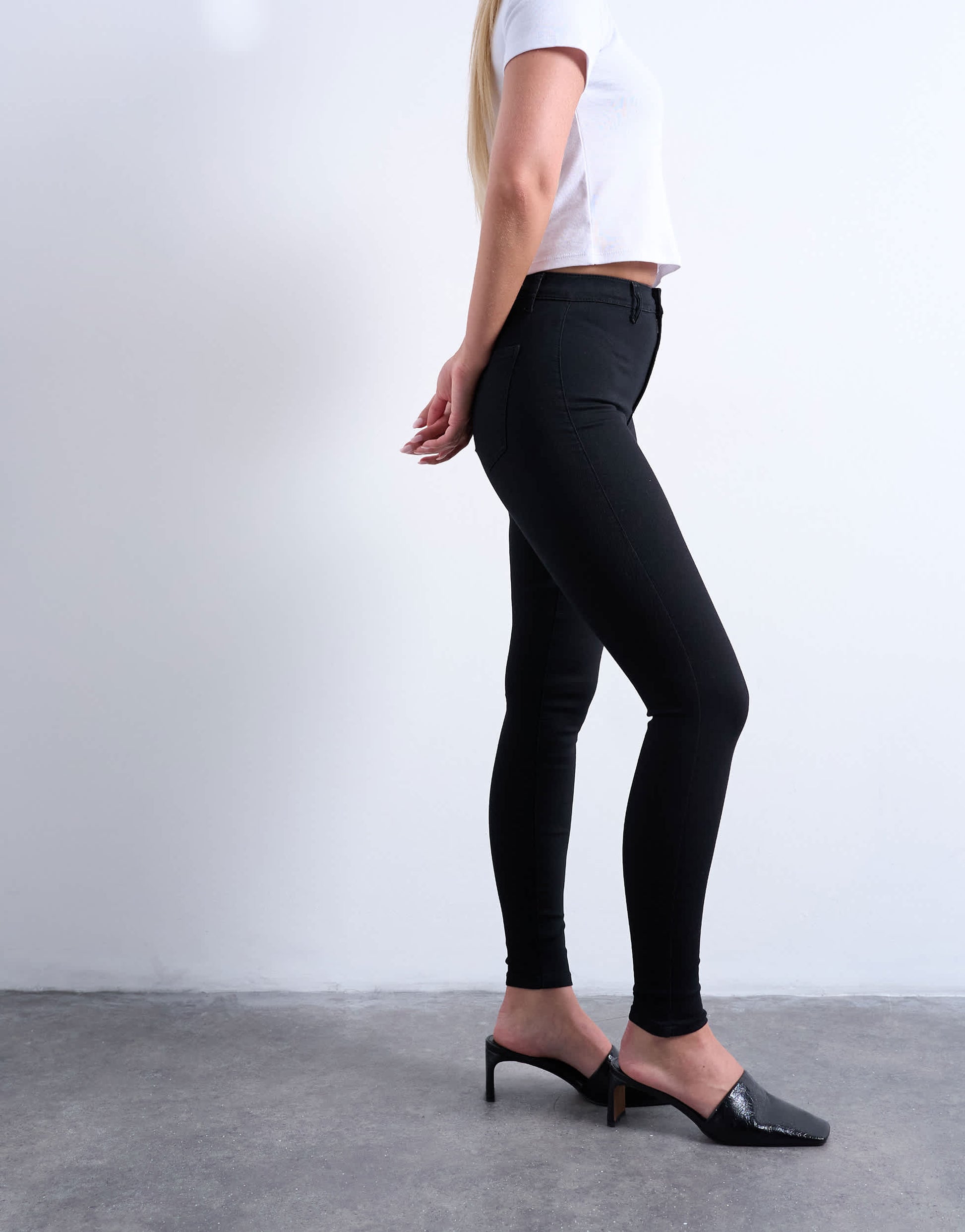 Topshop Hourglass Joni high rise super skinny jean in black