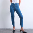 Topshop Hourglass Joni high rise super skinny jean in mid blue