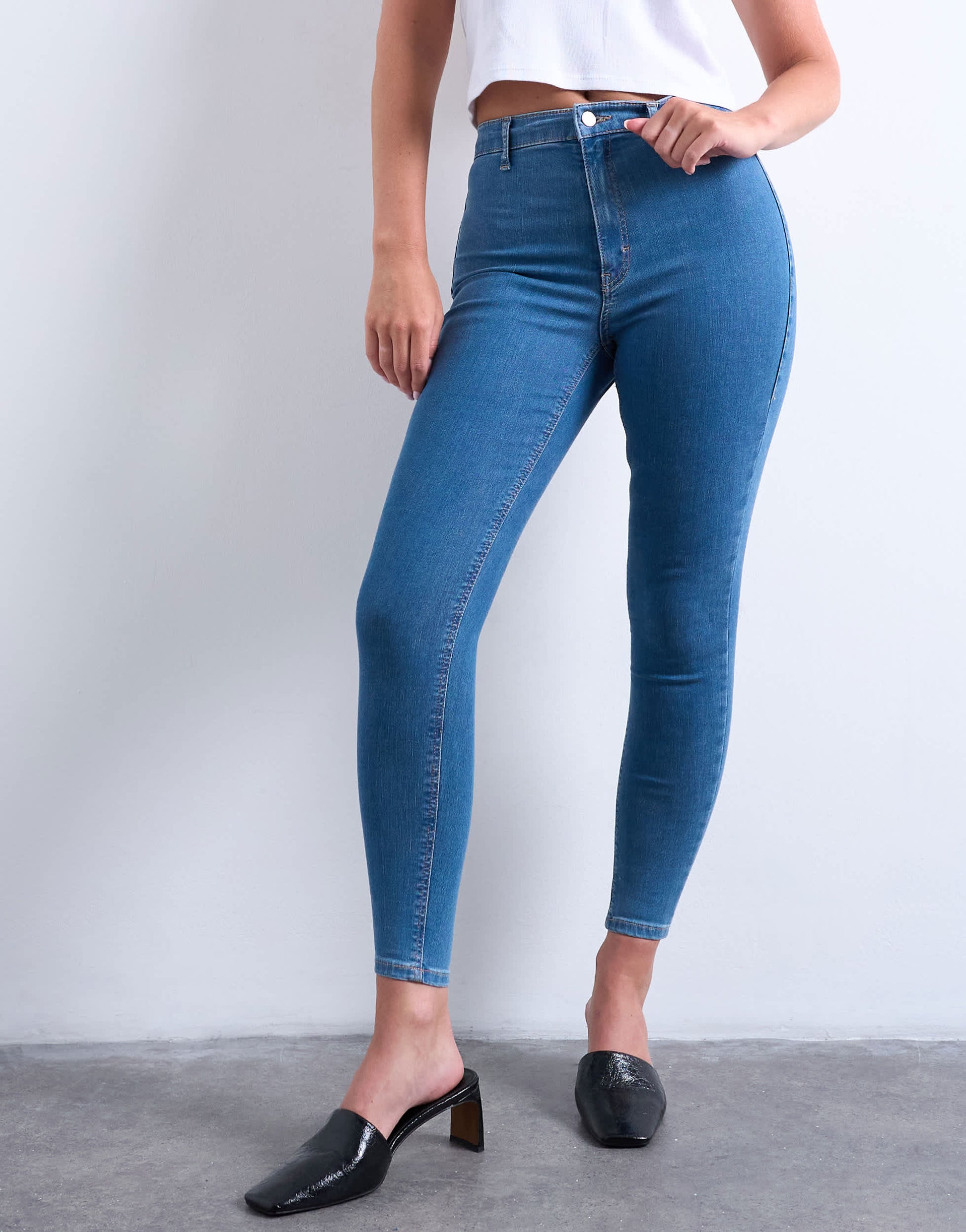 Topshop Hourglass Joni high rise super skinny jean in mid blue