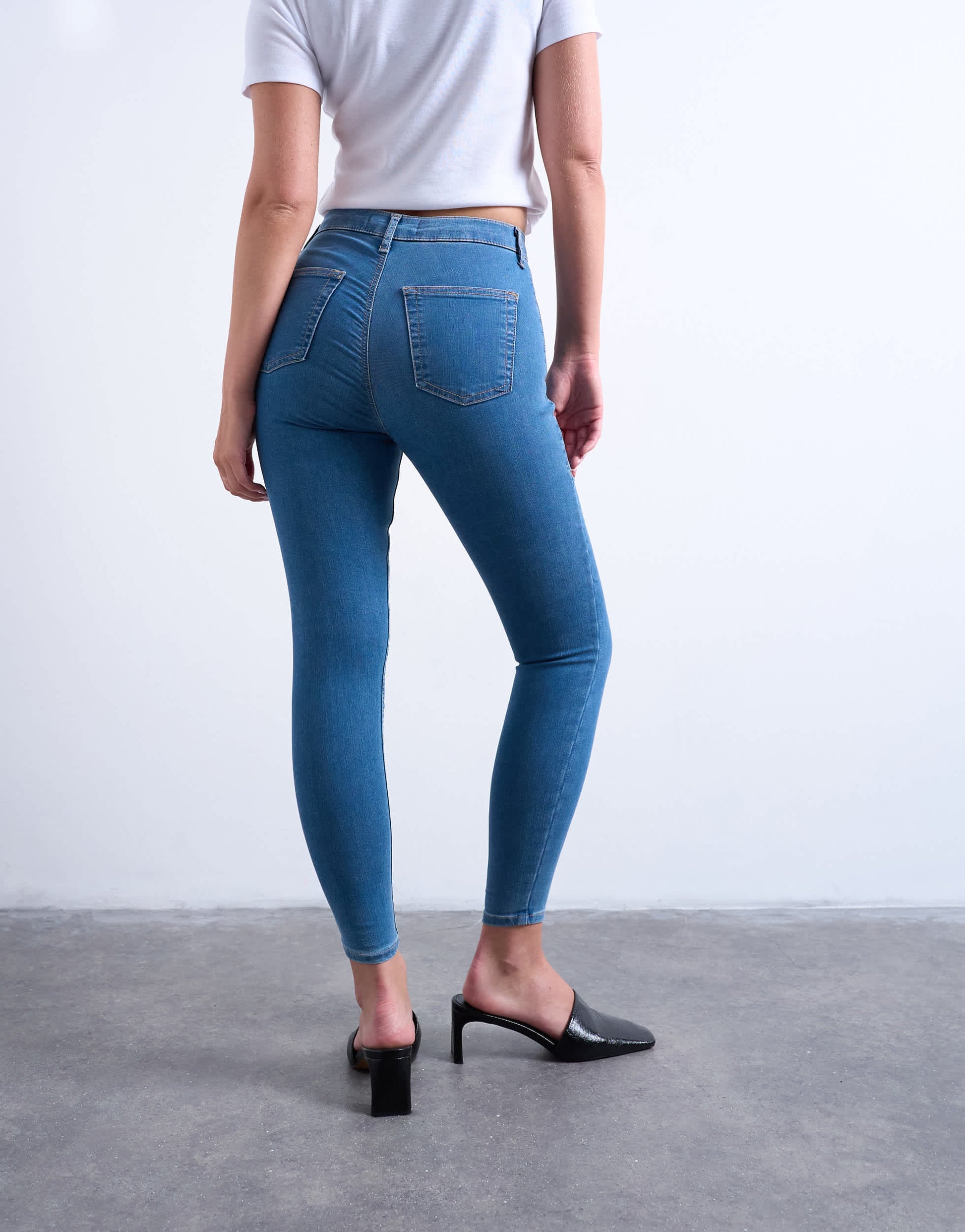 Topshop Hourglass Joni high rise super skinny jean in mid blue