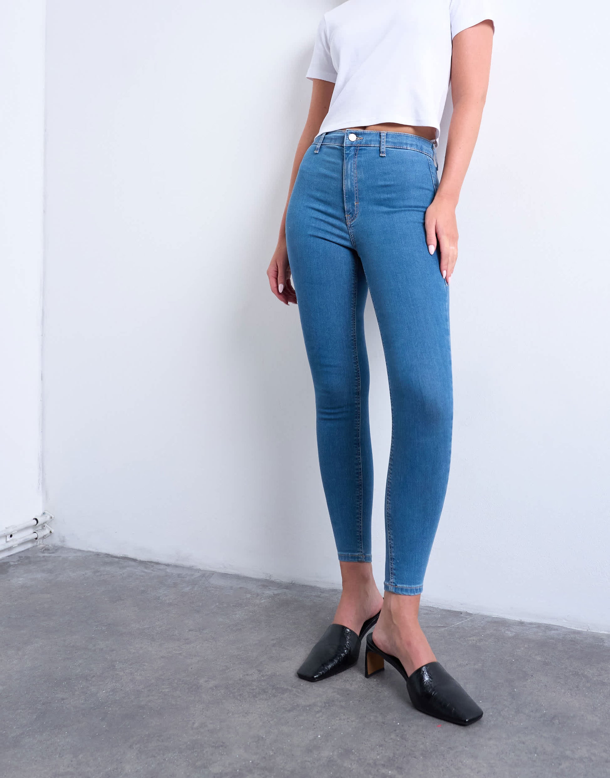 Topshop Hourglass Joni high rise super skinny jean in mid blue