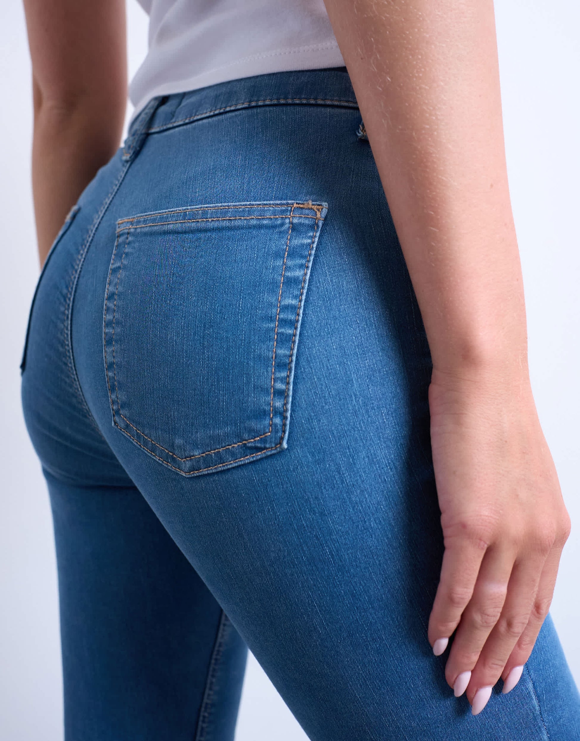 Topshop Hourglass Joni high rise super skinny jean in mid blue