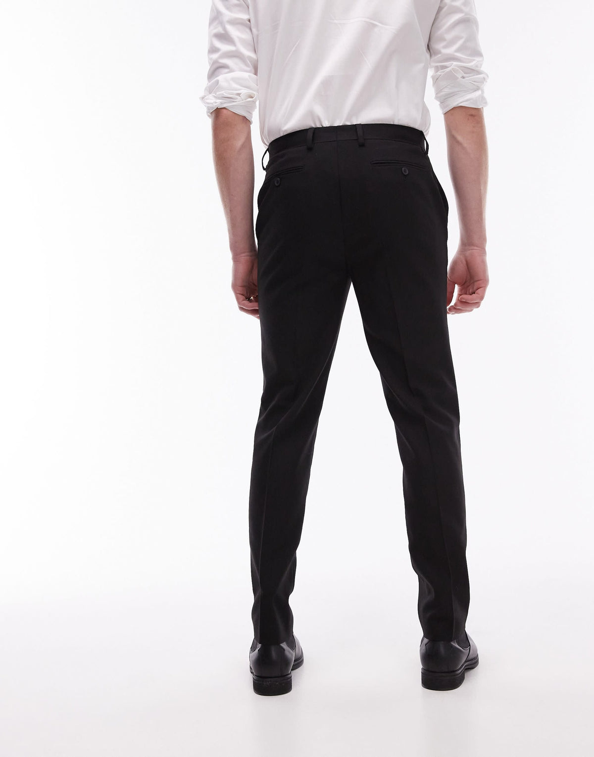 Topman stretch slim textured suit trousers in black