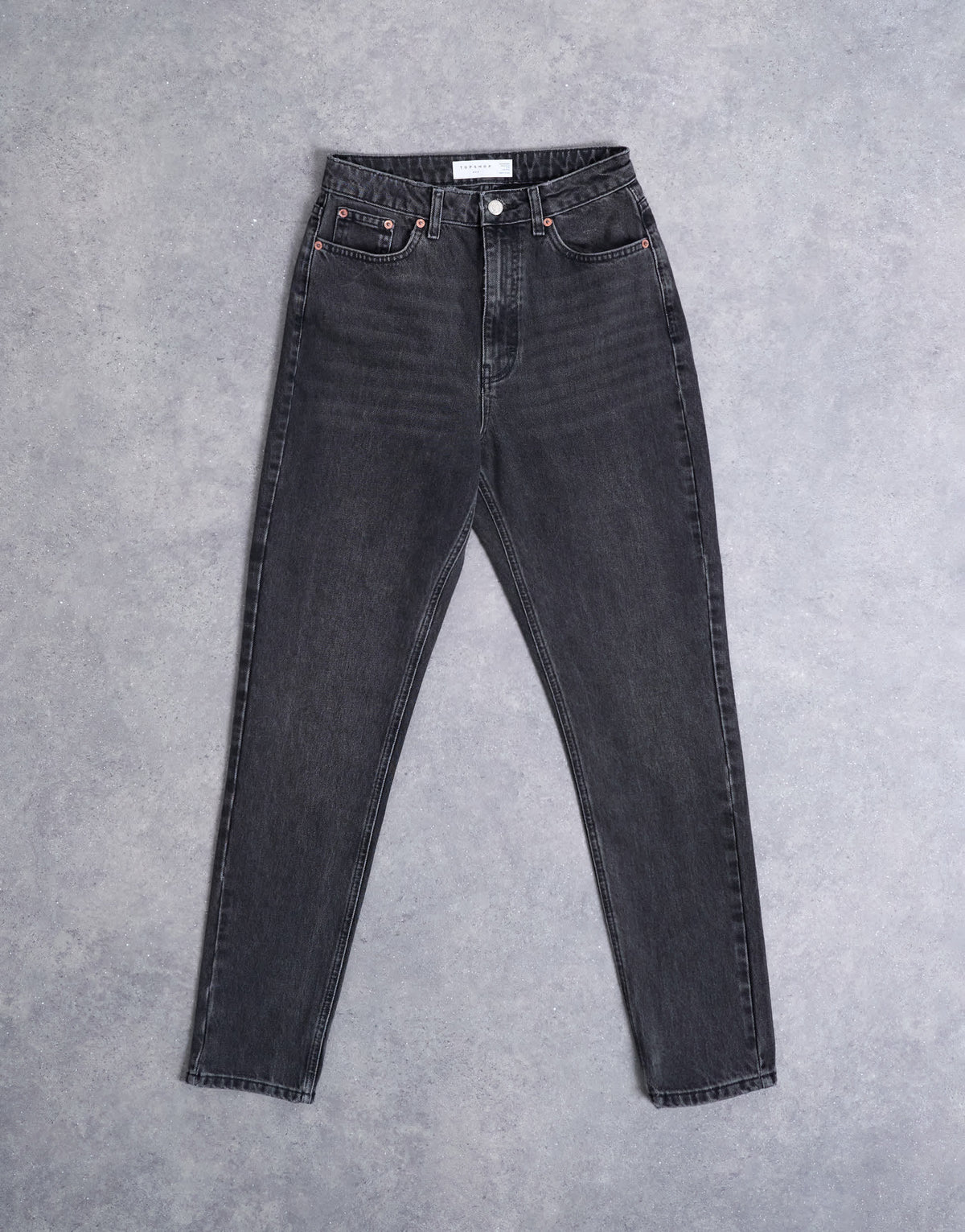 Topshop Hourglass Original high rise mom jean in washed black 