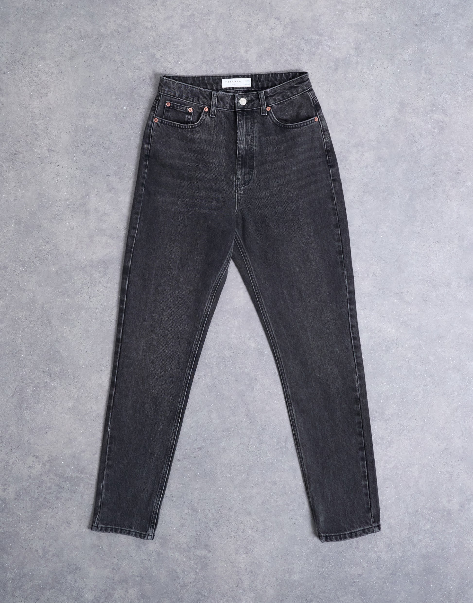 Topshop Hourglass Original high rise mom jean in washed black 