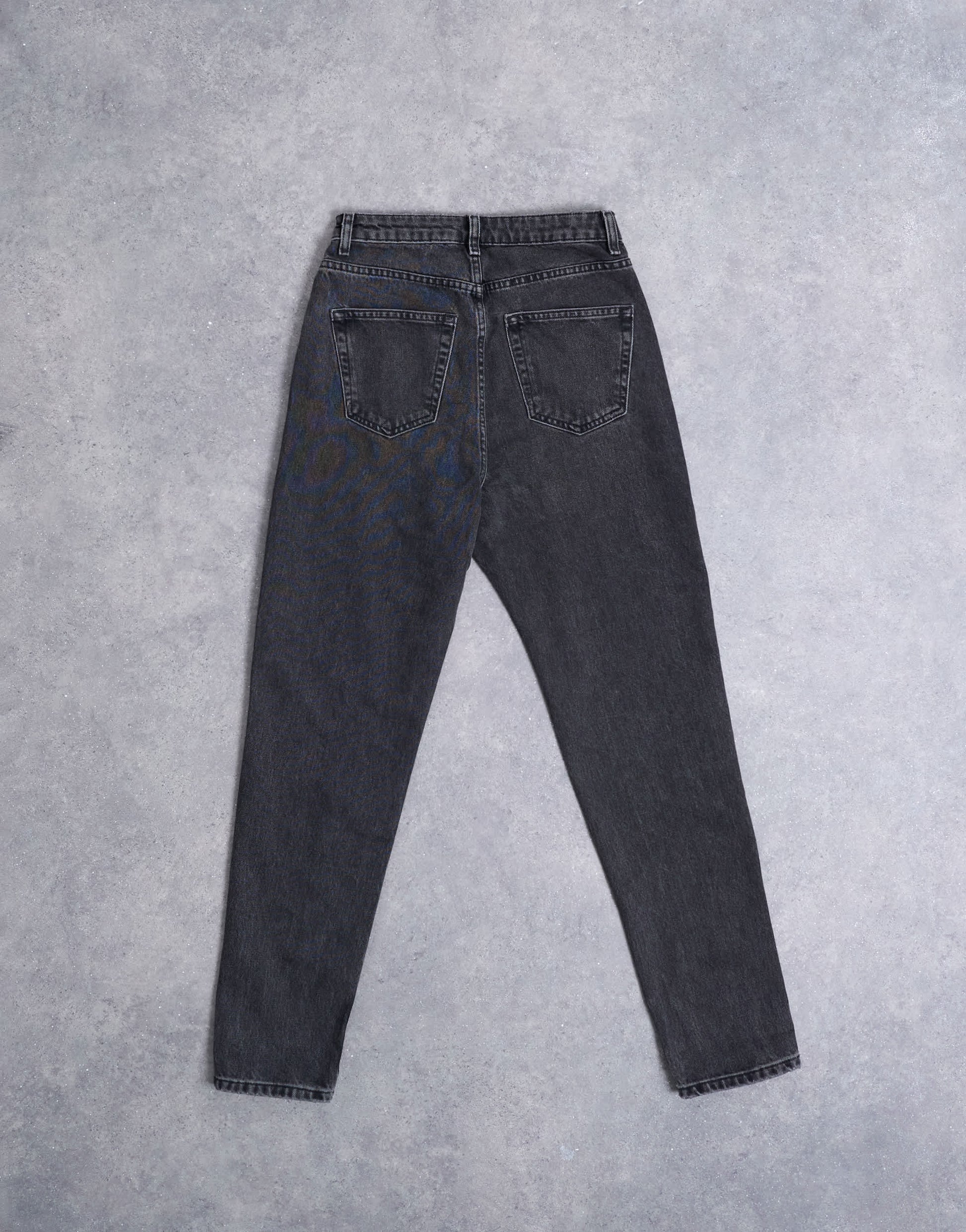 Topshop Hourglass Original high rise mom jean in washed black 