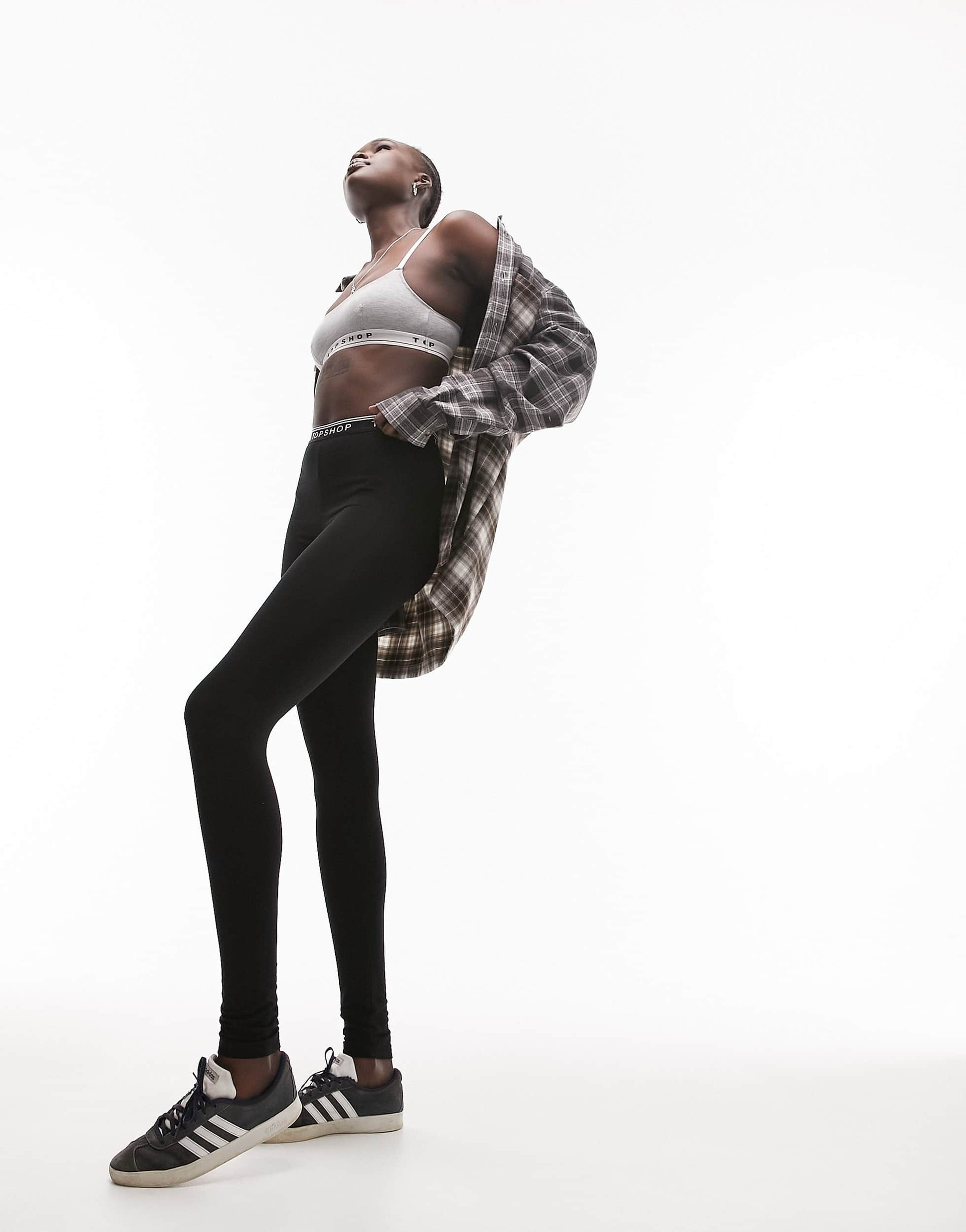 Topshop Tall branded elastic legging in black