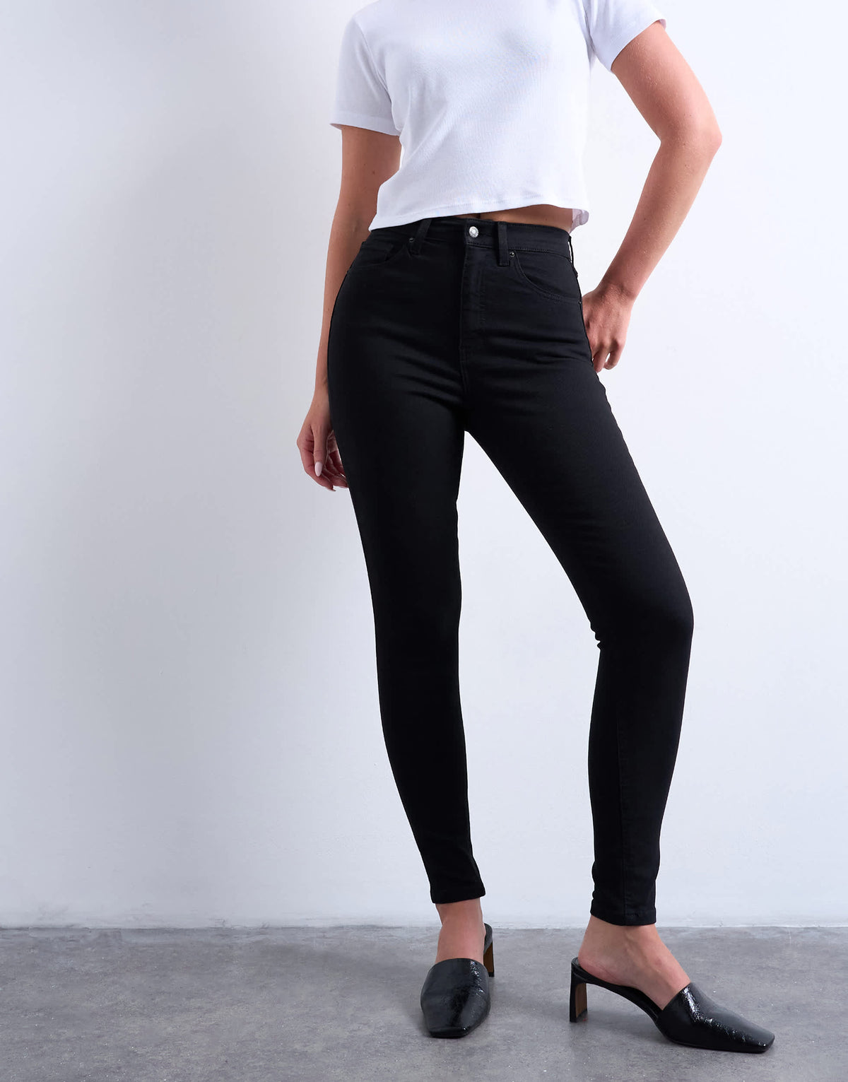 Topshop Hourglass Jamie high rise skinny jean in black