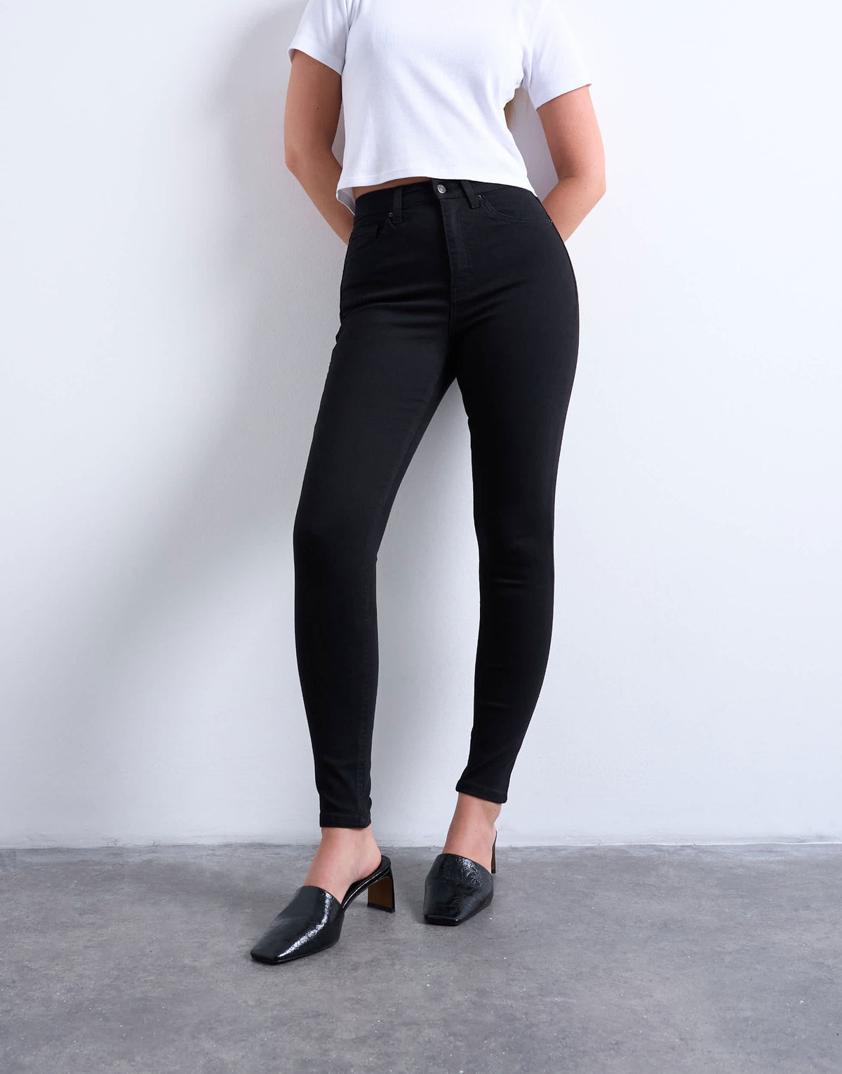Topshop Hourglass Jamie high rise skinny jean in black
