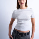 Topshop shrunken everyday tee in grey marl 