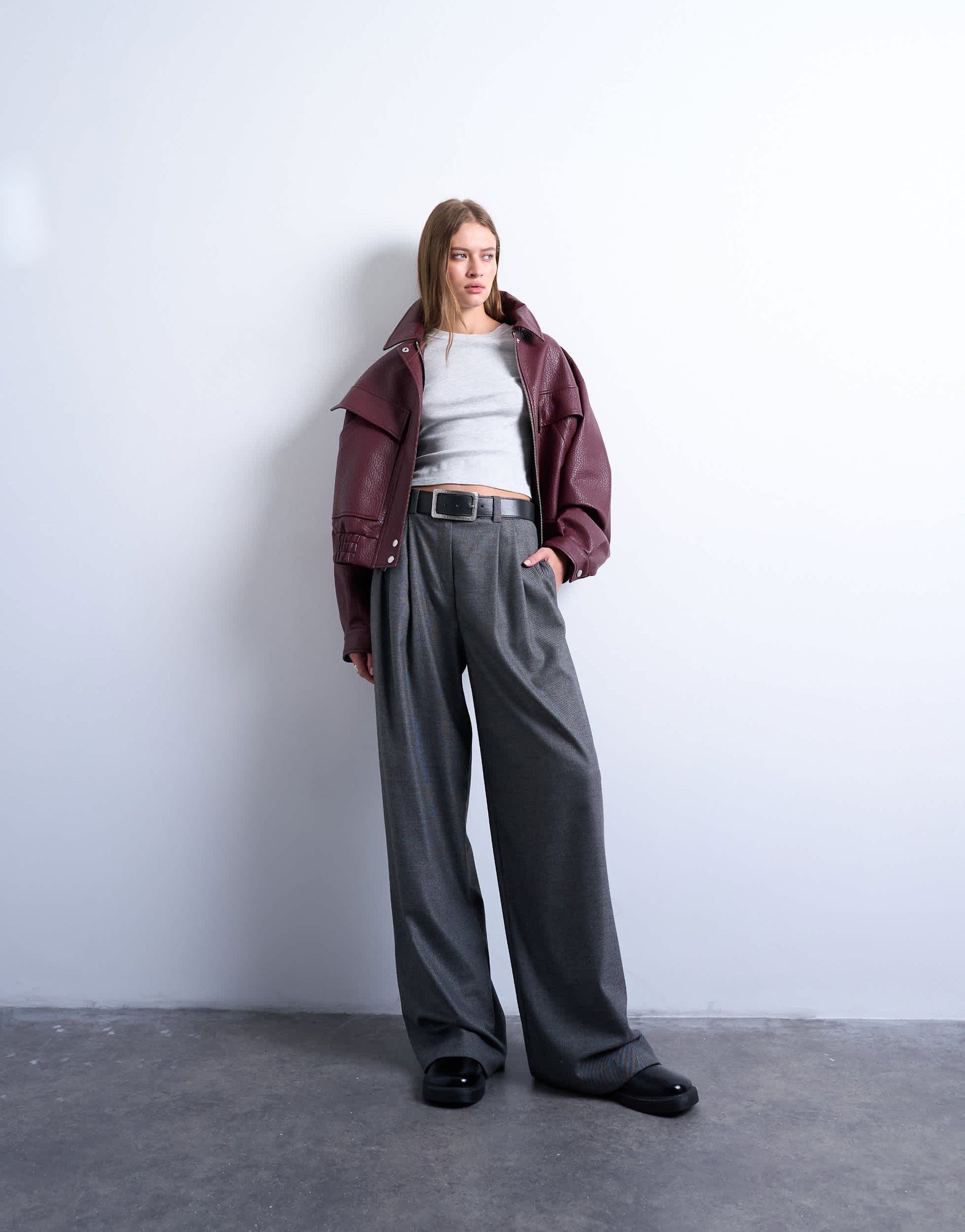 Topshop shrunken everyday tee in grey marl 
