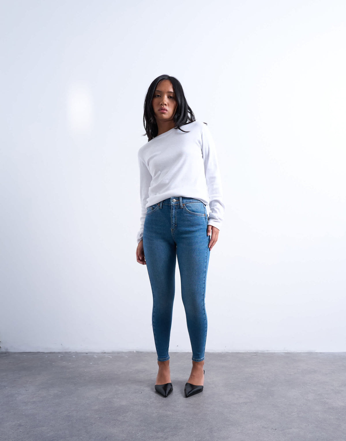 Topshop Petite Jamie high rise skinny jean in vintage blue