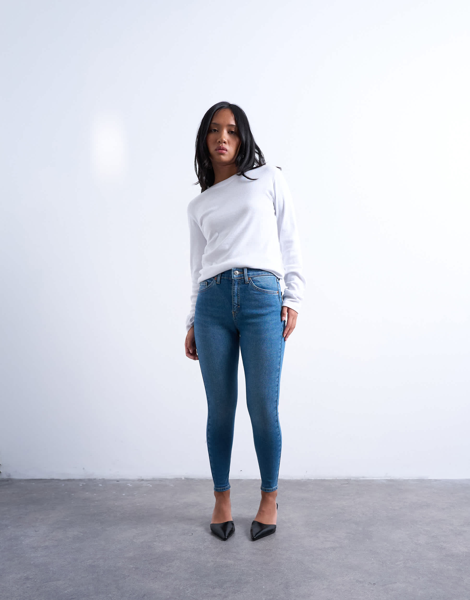 Jean skinny taille haute Topshop Petite Jamie bleu vintage