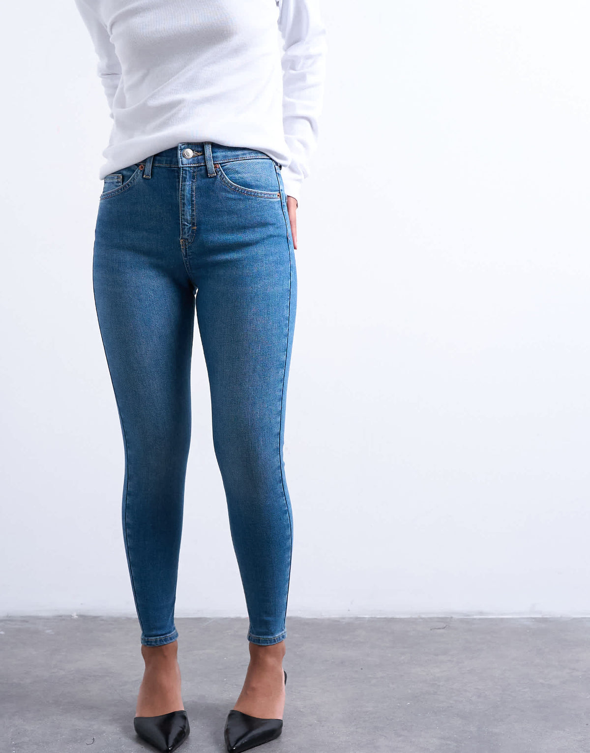 Topshop Petite Jamie high rise skinny jean in vintage blue