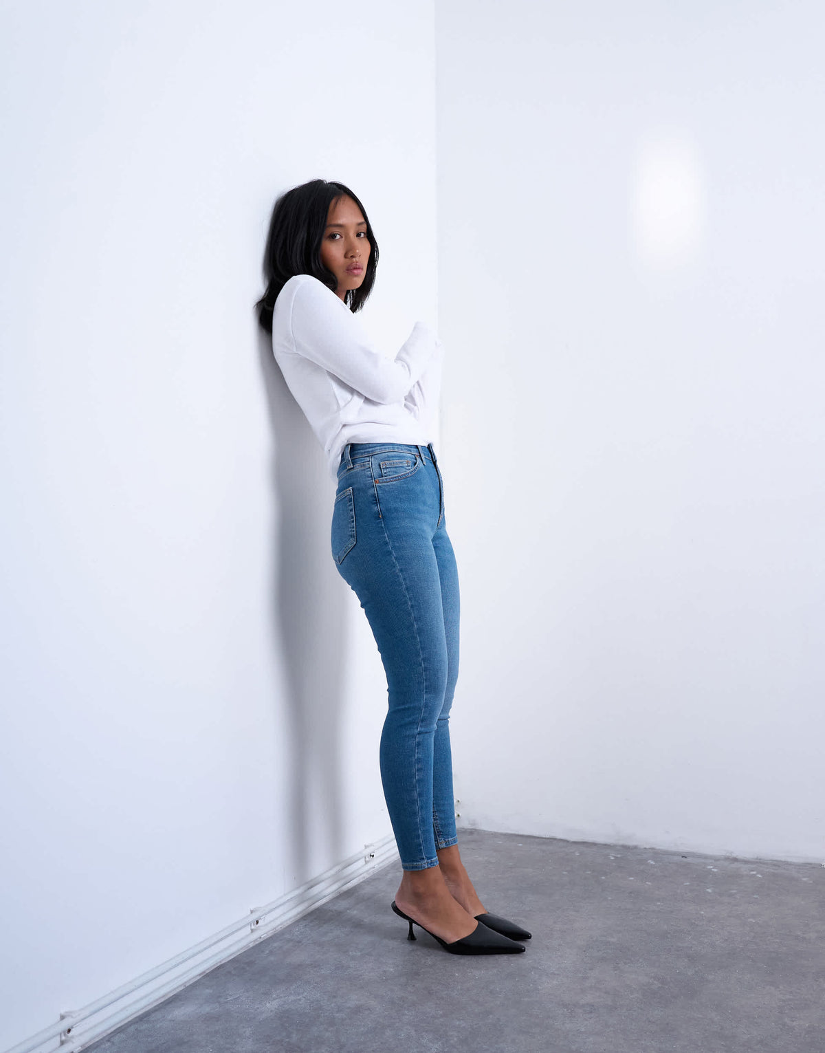 Topshop Petite Jamie high rise skinny jean in vintage blue