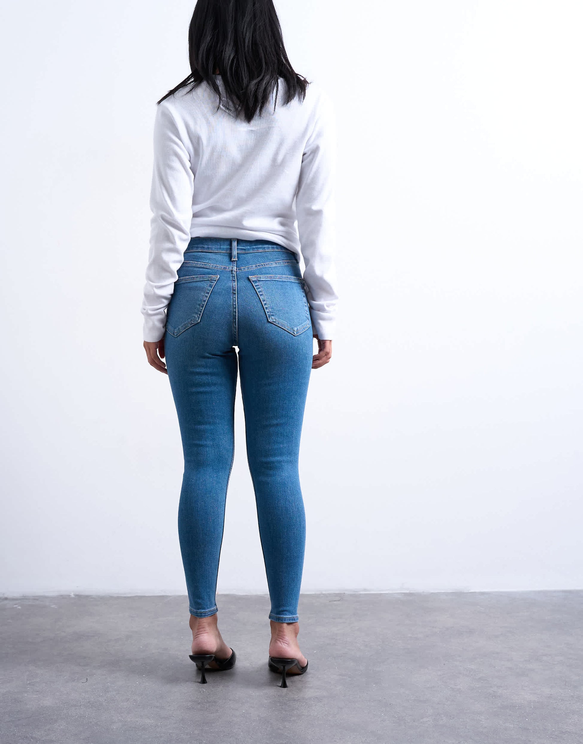 Topshop Petite Jamie high rise skinny jean in vintage blue