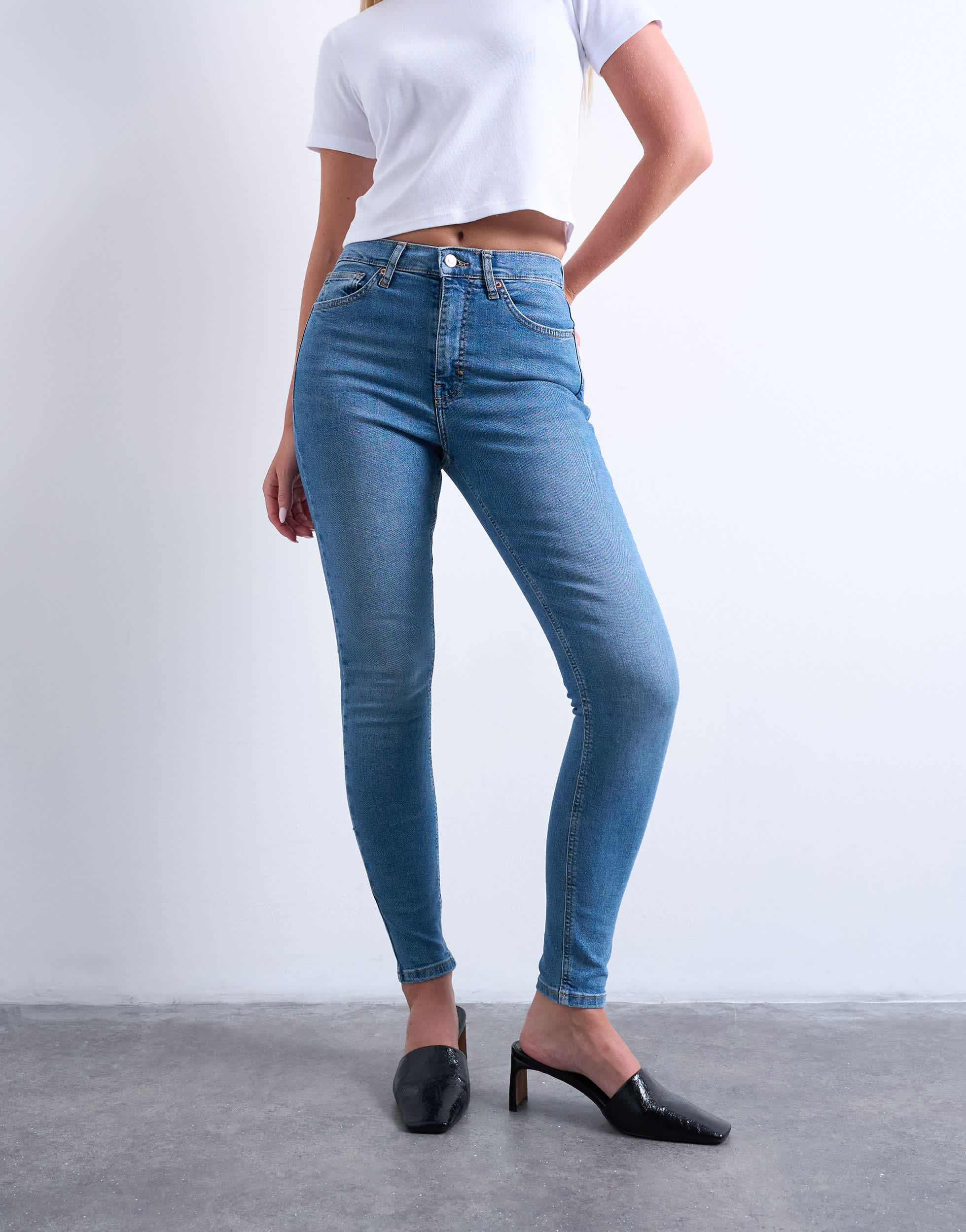 Topshop Hourglass Jamie High-Rise-Skinny-Jeans in Vintage-Blau