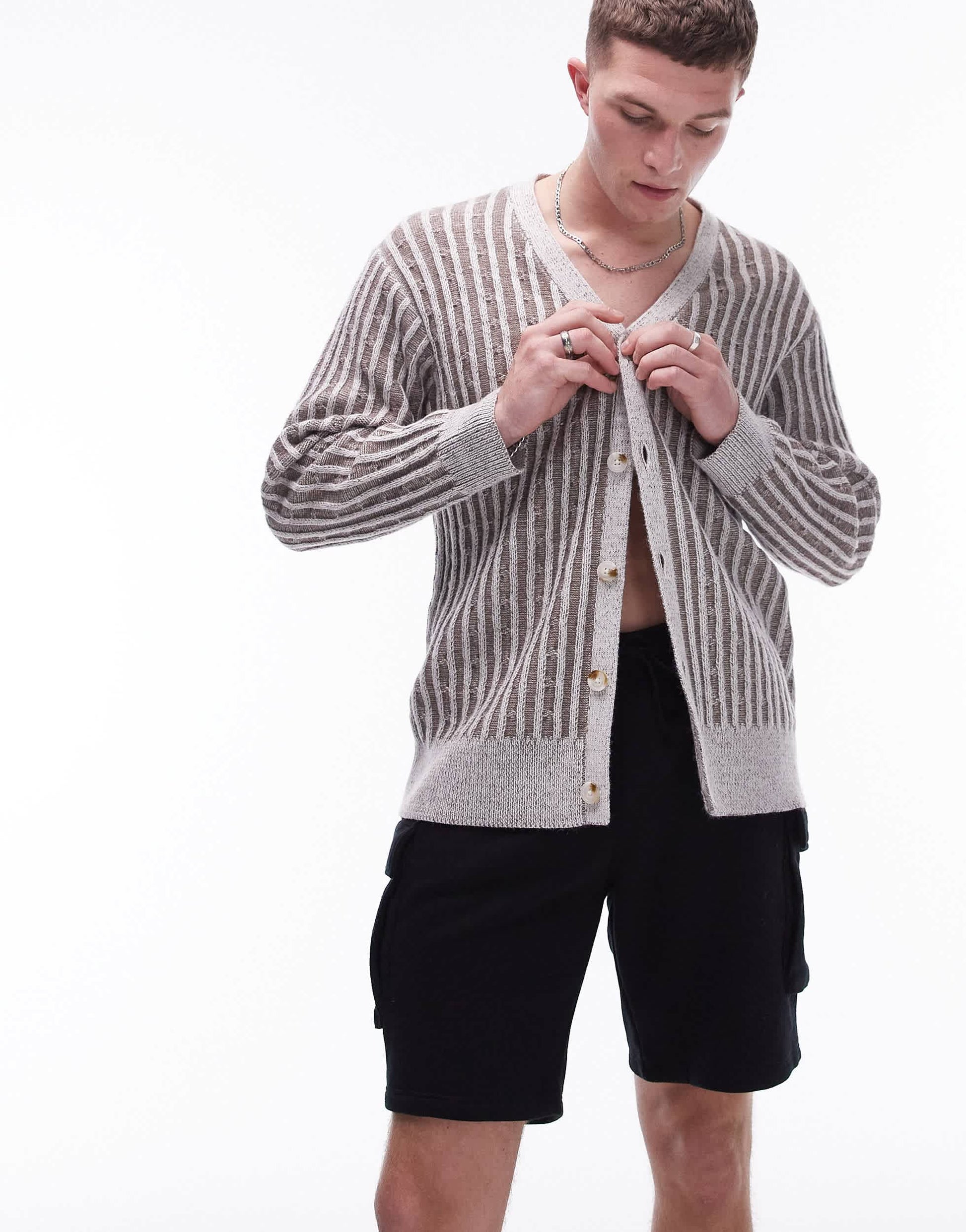 Topman jersey cargo short in black