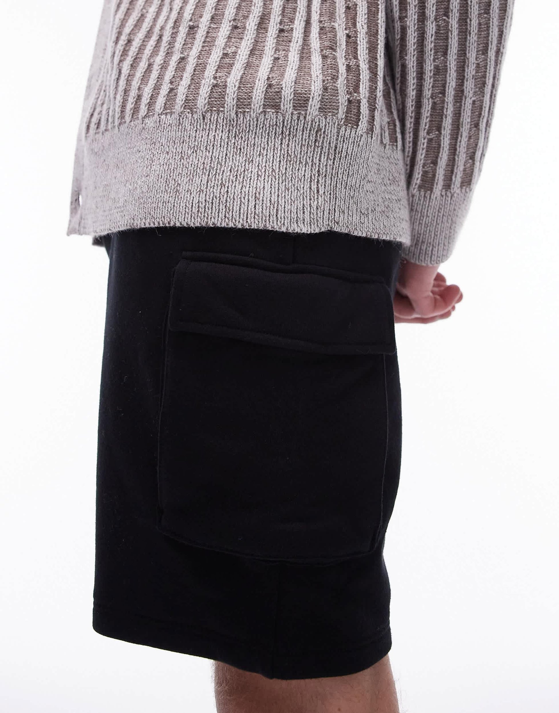 Topman jersey cargo short in black