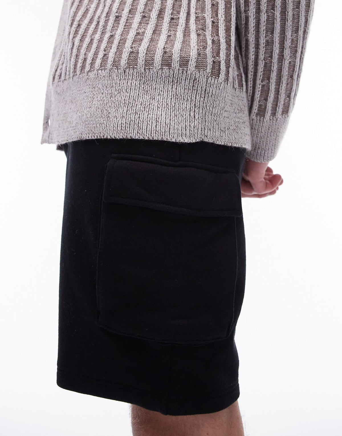 Topman jersey cargo short in black