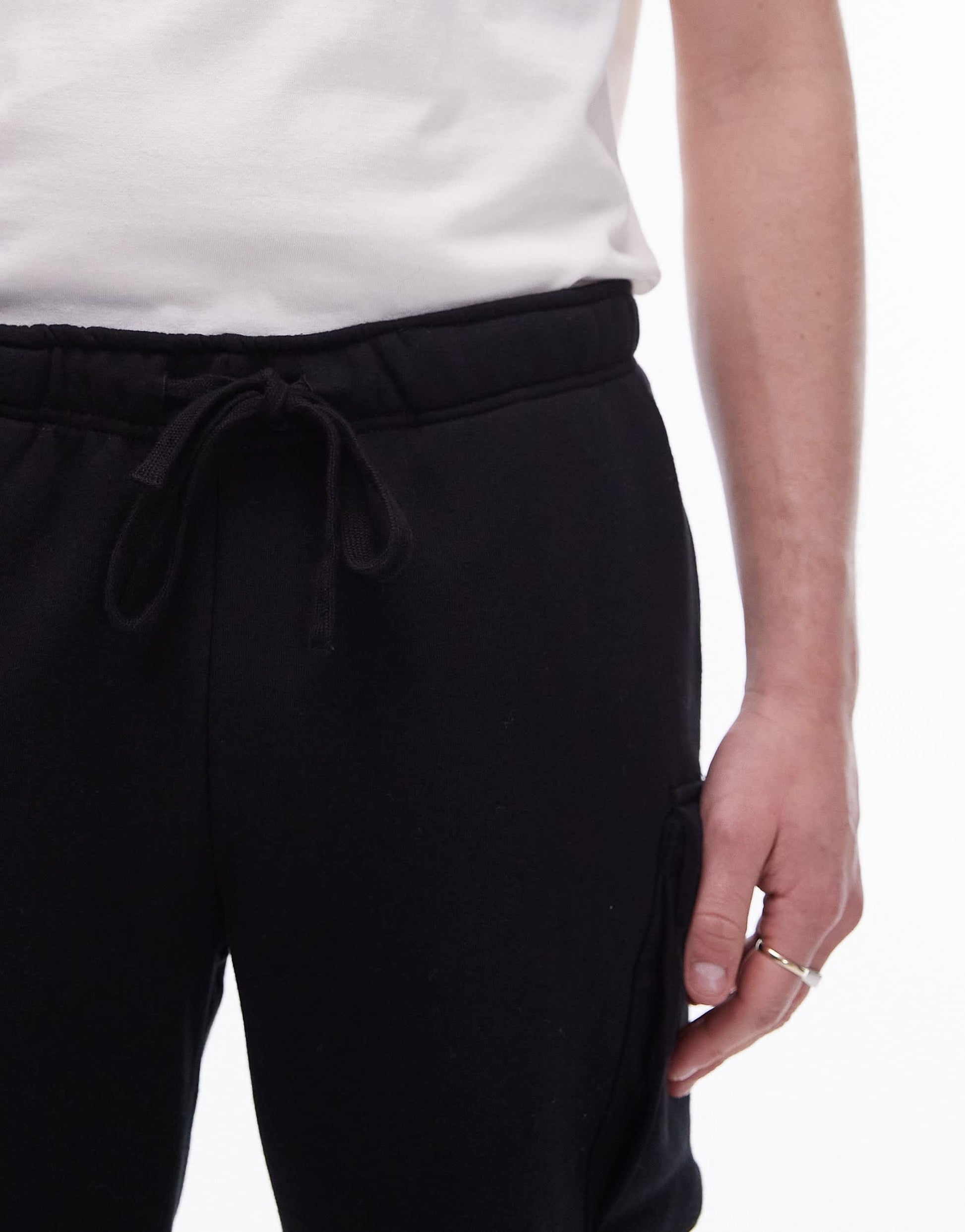 Topman jersey cargo short in black