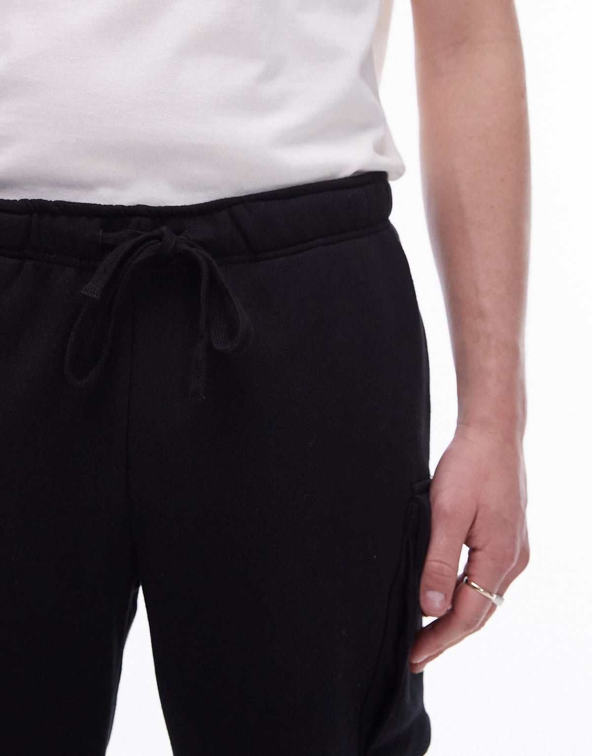 Topman jersey cargo short in black