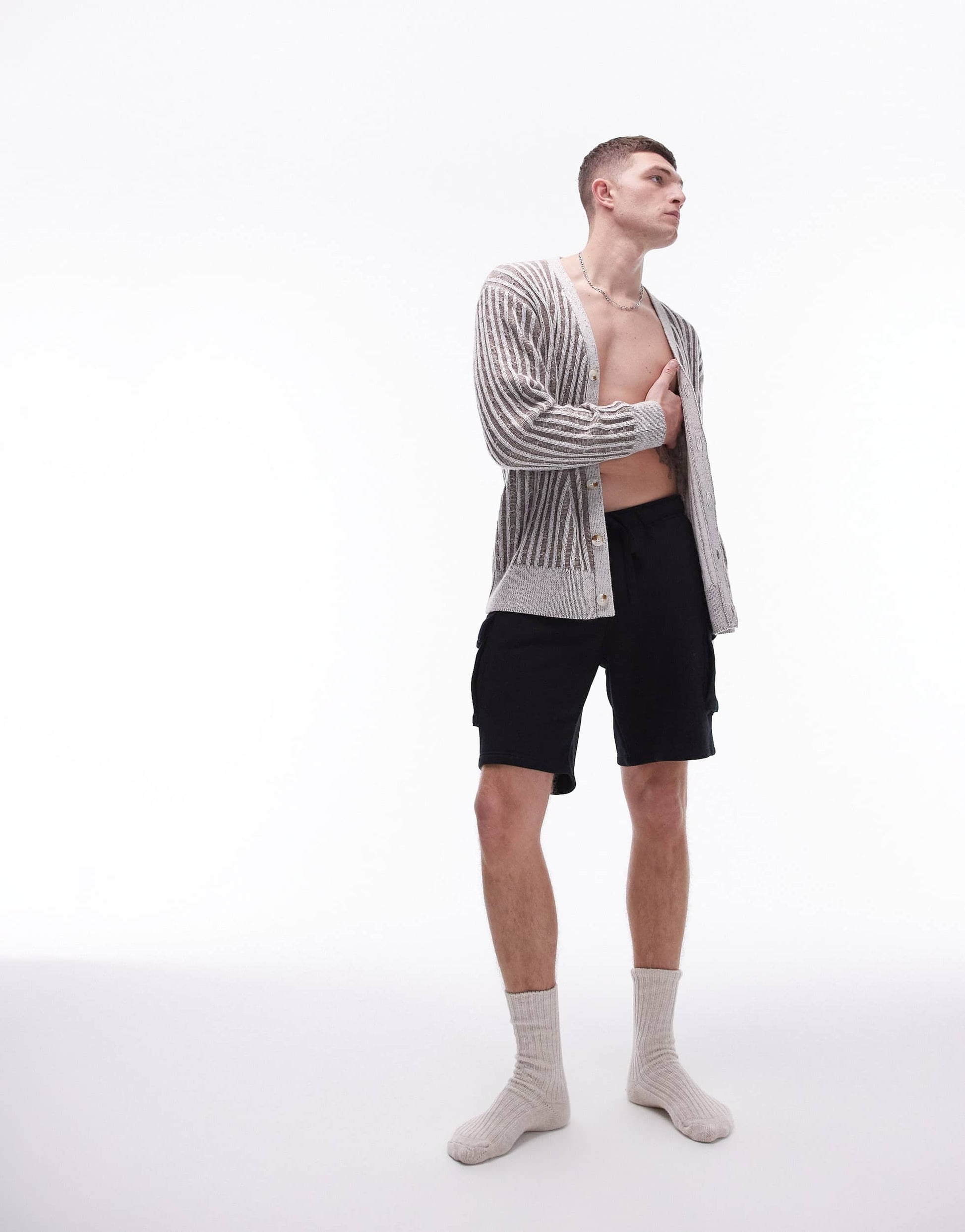Topman jersey cargo short in black