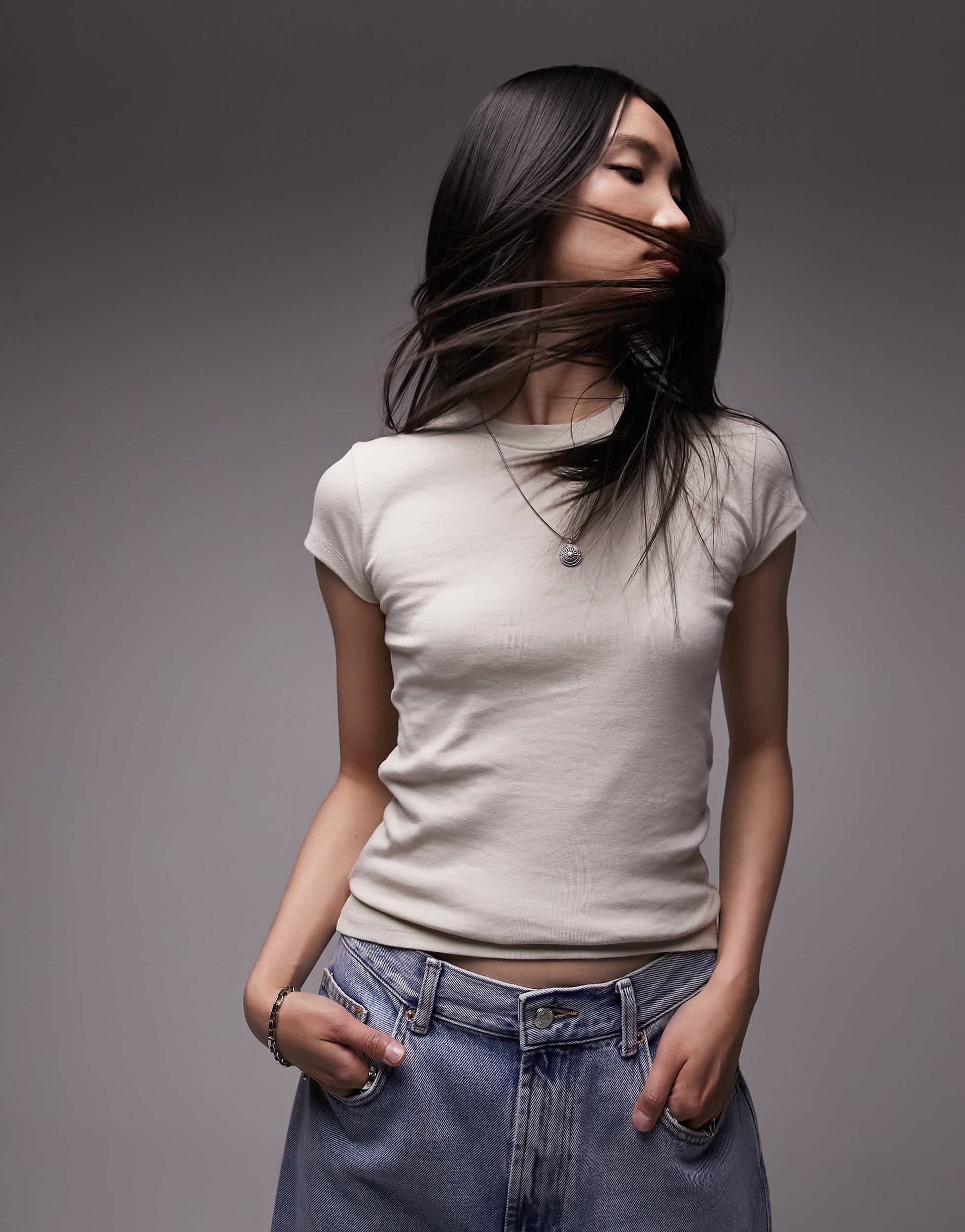 Topshop everyday tee in stone 