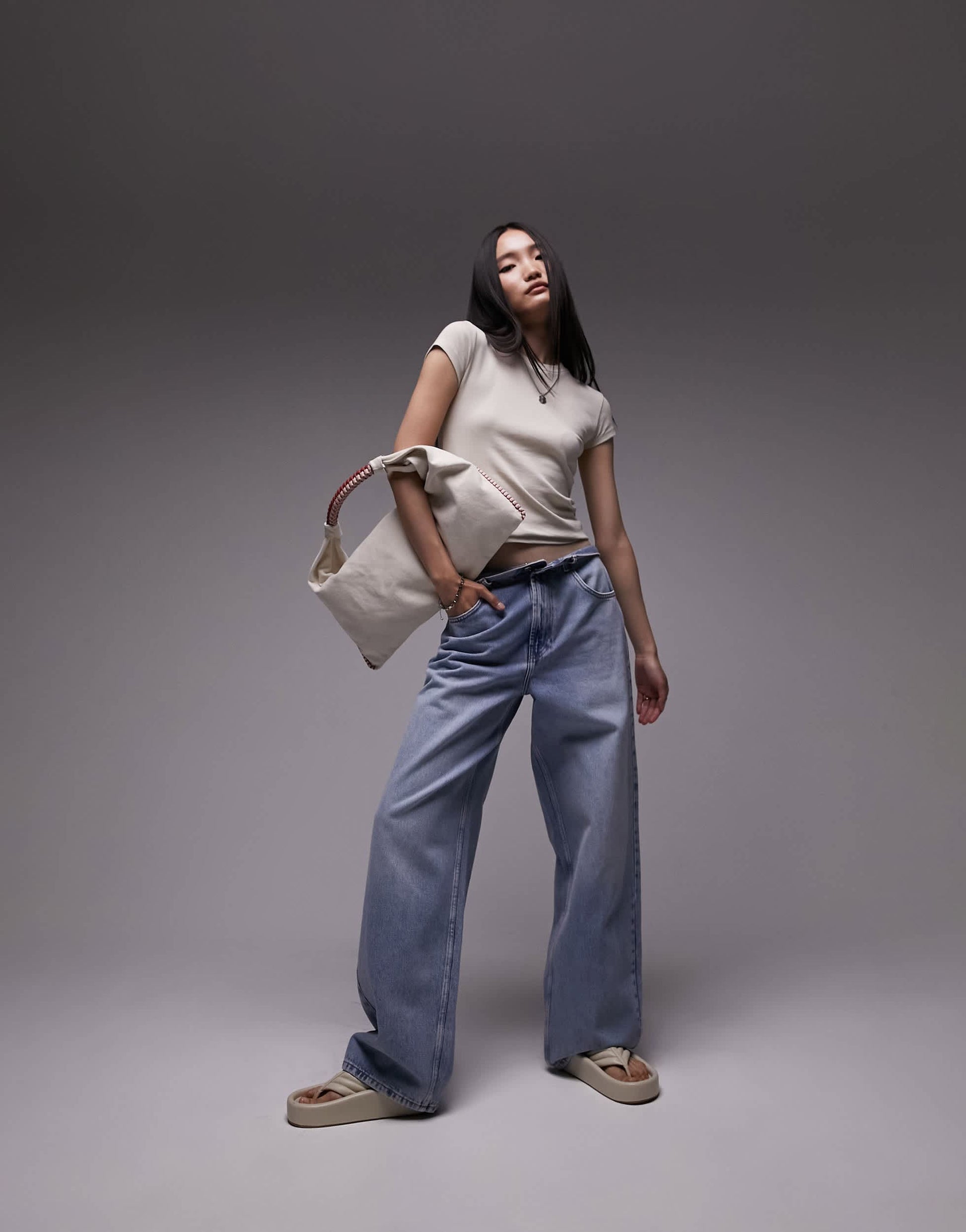 Topshop everyday tee in stone 