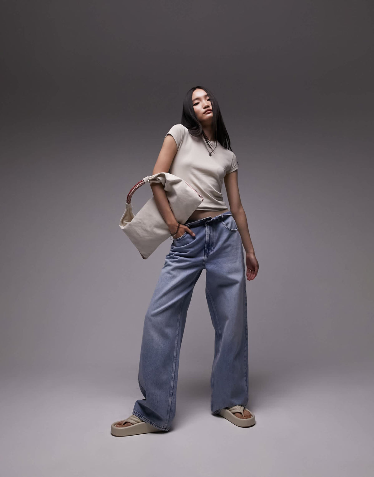 Topshop everyday tee in stone 