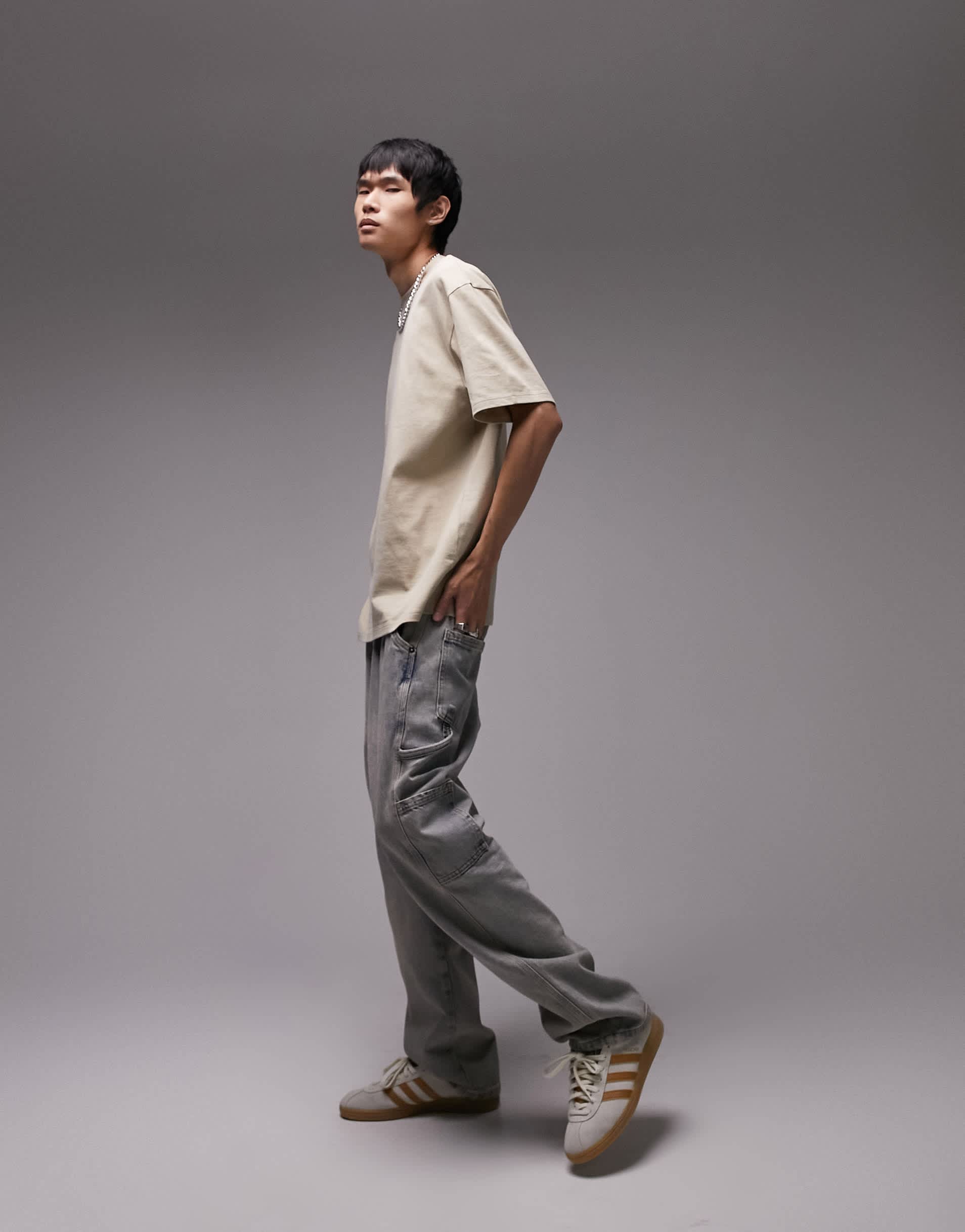 Topman relaxed fit t-shirt in stone