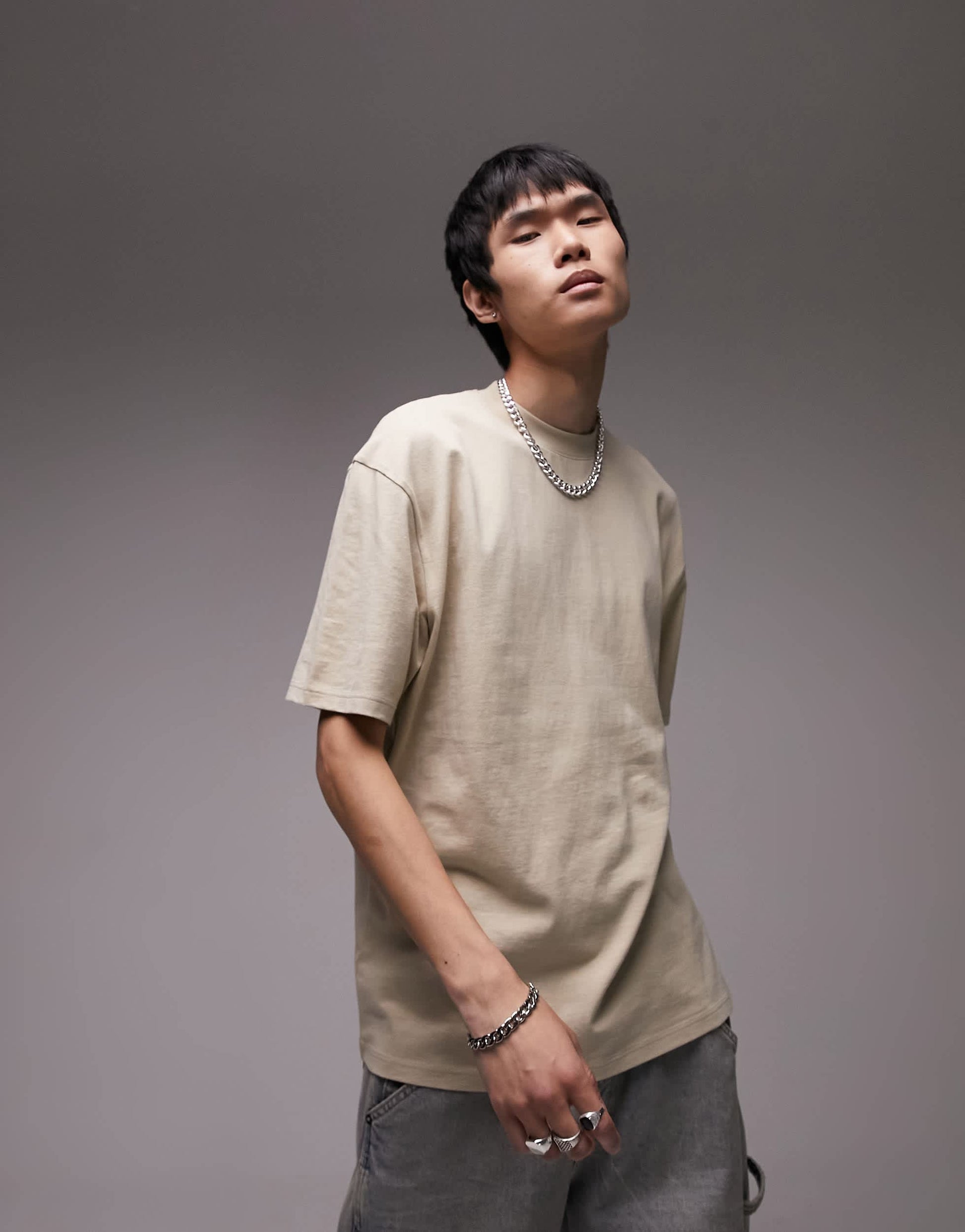 Topman relaxed fit t-shirt in stone
