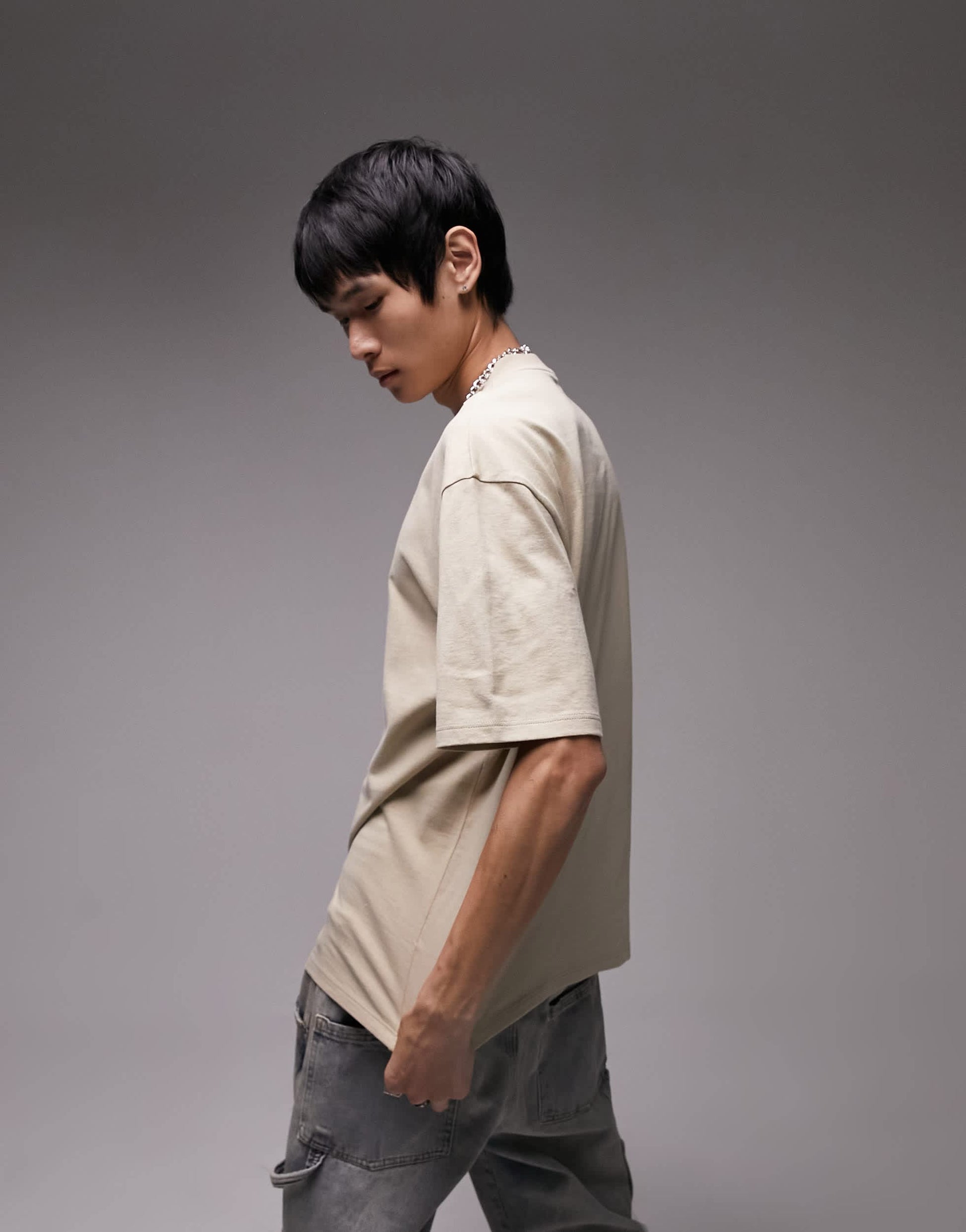 Topman relaxed fit t-shirt in stone