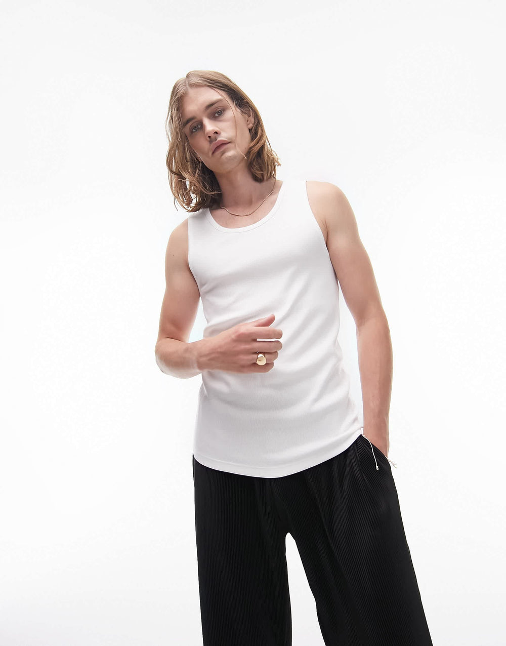 Débardeur côtelé Topman blanc