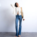 Topshop Jamie flare high rise jean in vintage blue