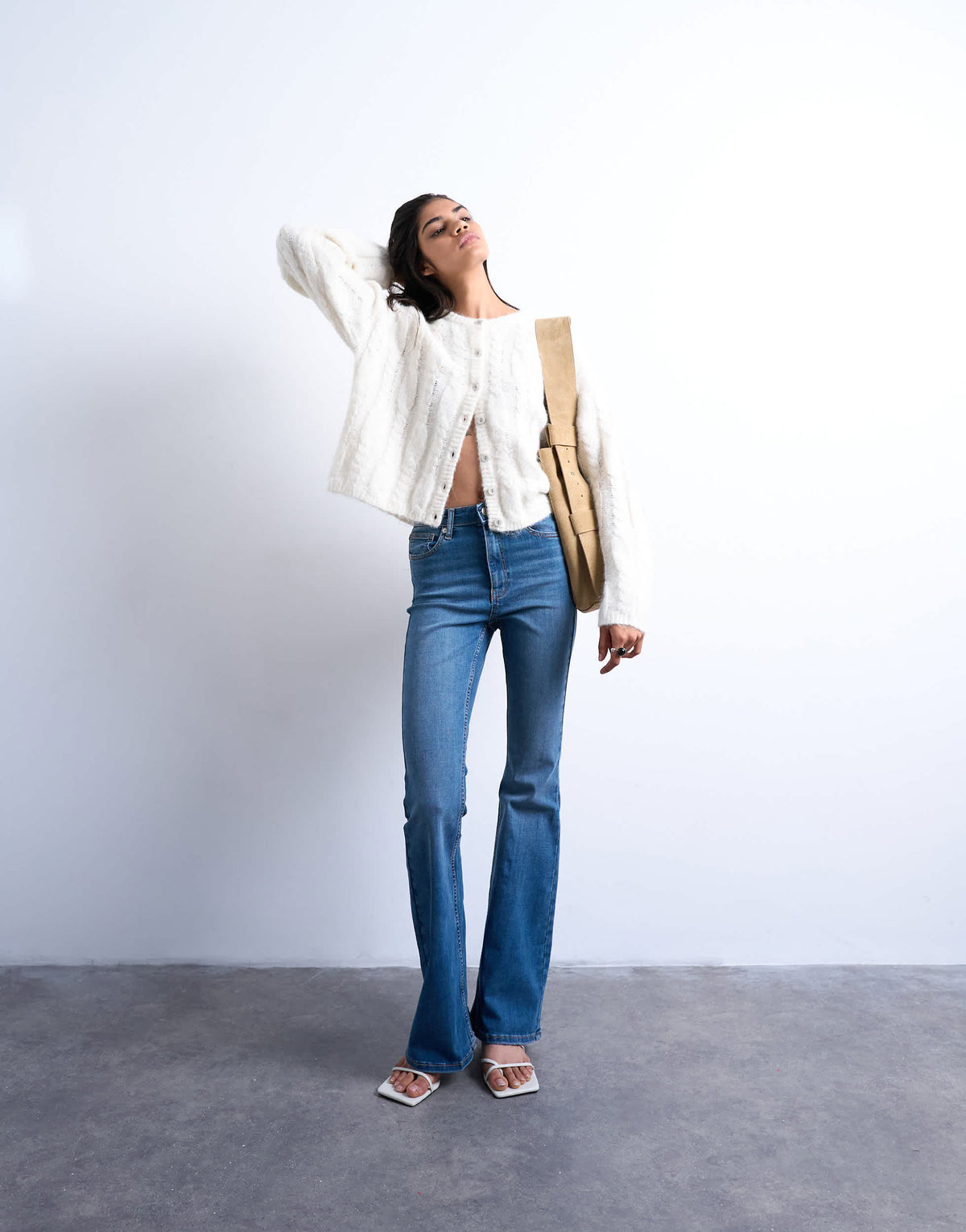 Topshop Jamie flare high rise jean in vintage blue