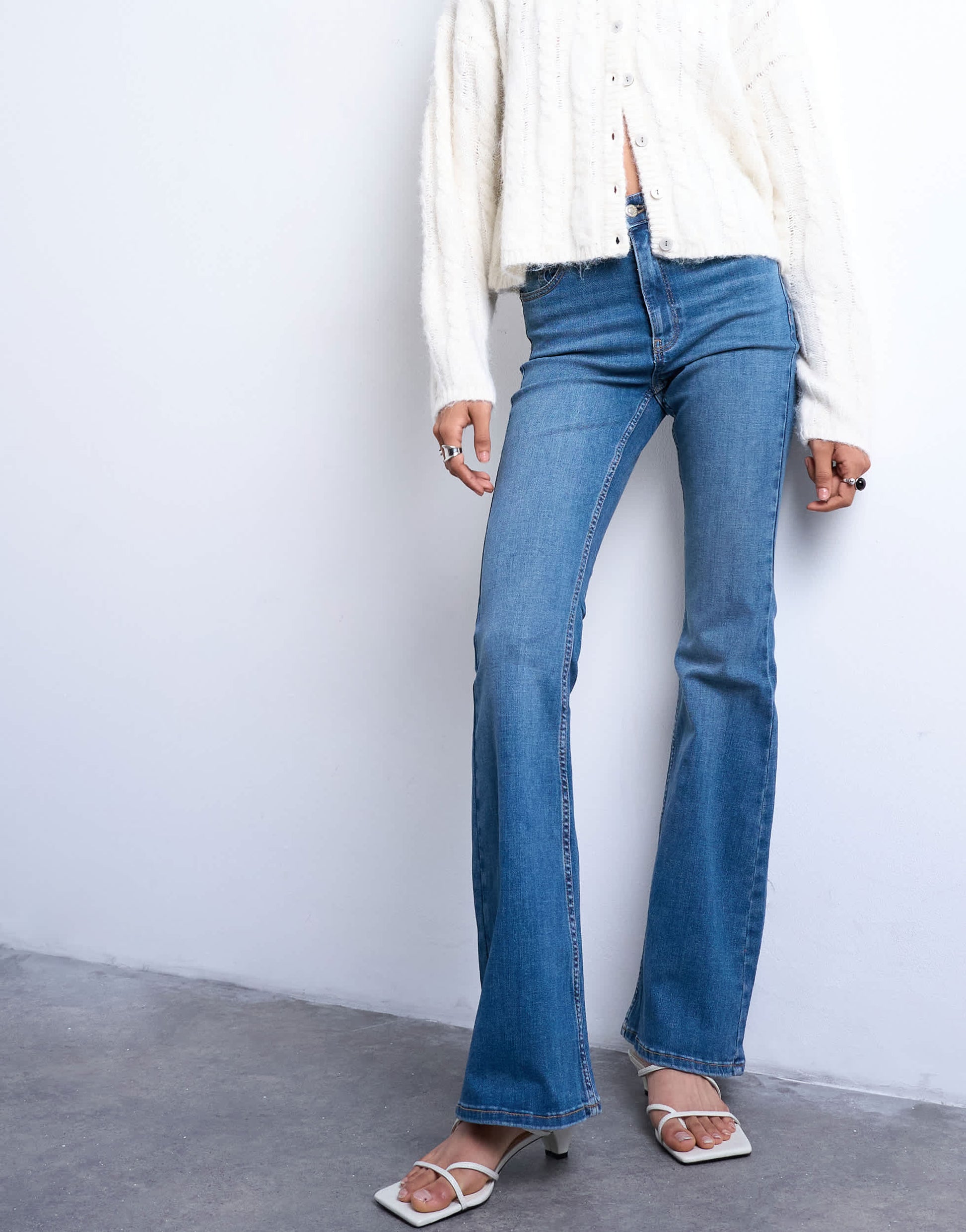 Topshop Jamie flare high rise jean in vintage blue